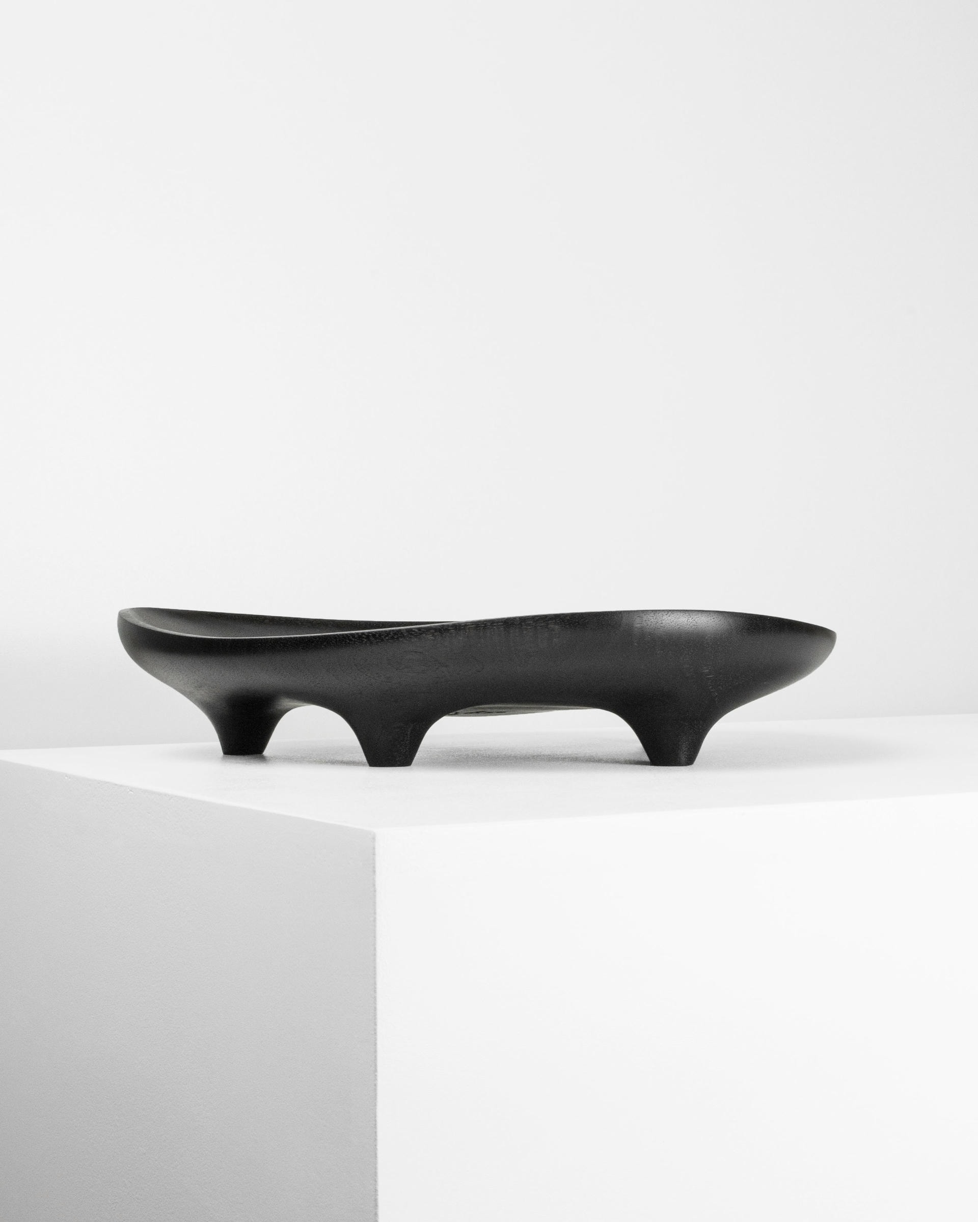 Carved and Ebonized Walnut Table Tray Signed by Maxime Goleo 2