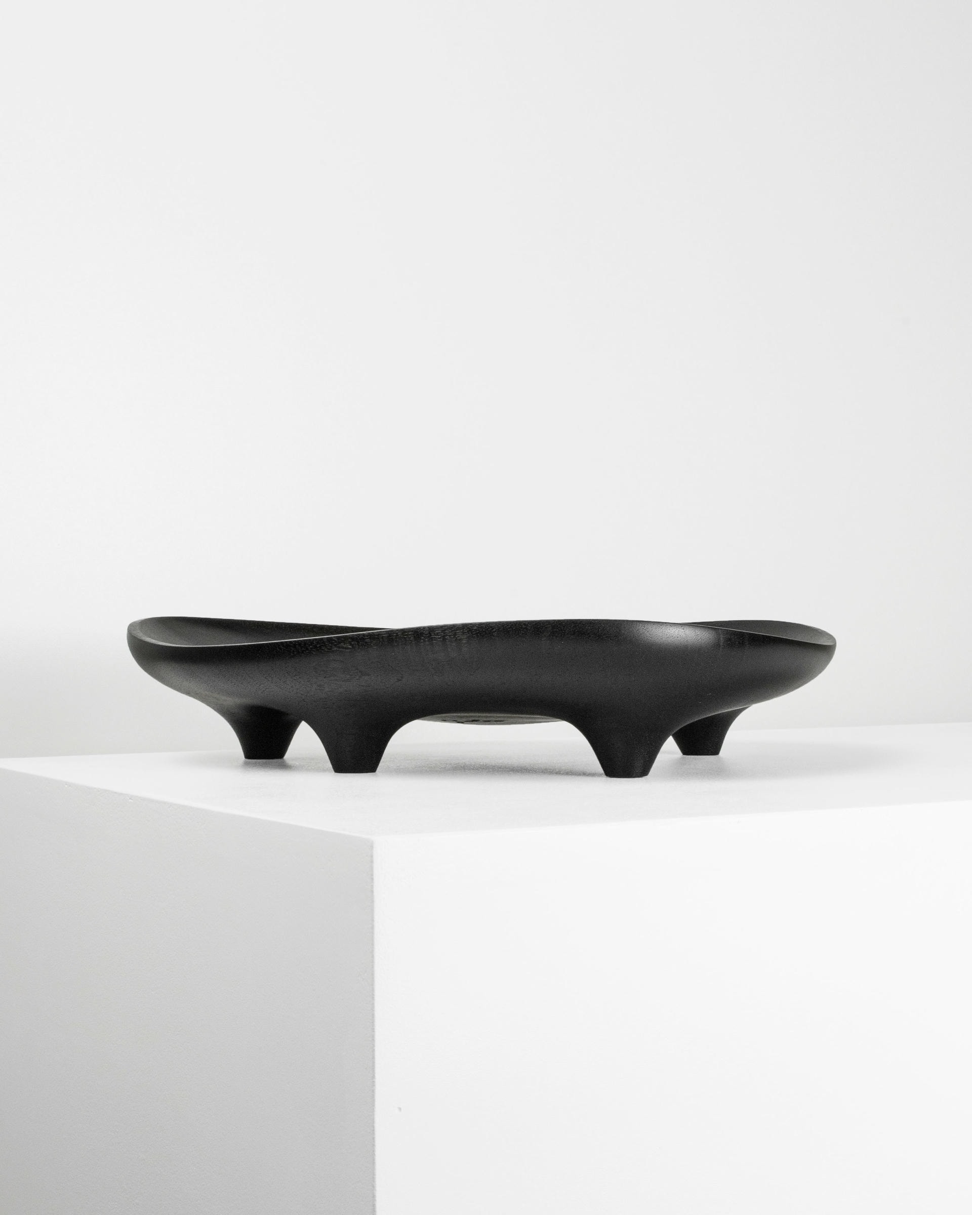 Carved and Ebonized Walnut Table Tray Signed by Maxime Goleo 3