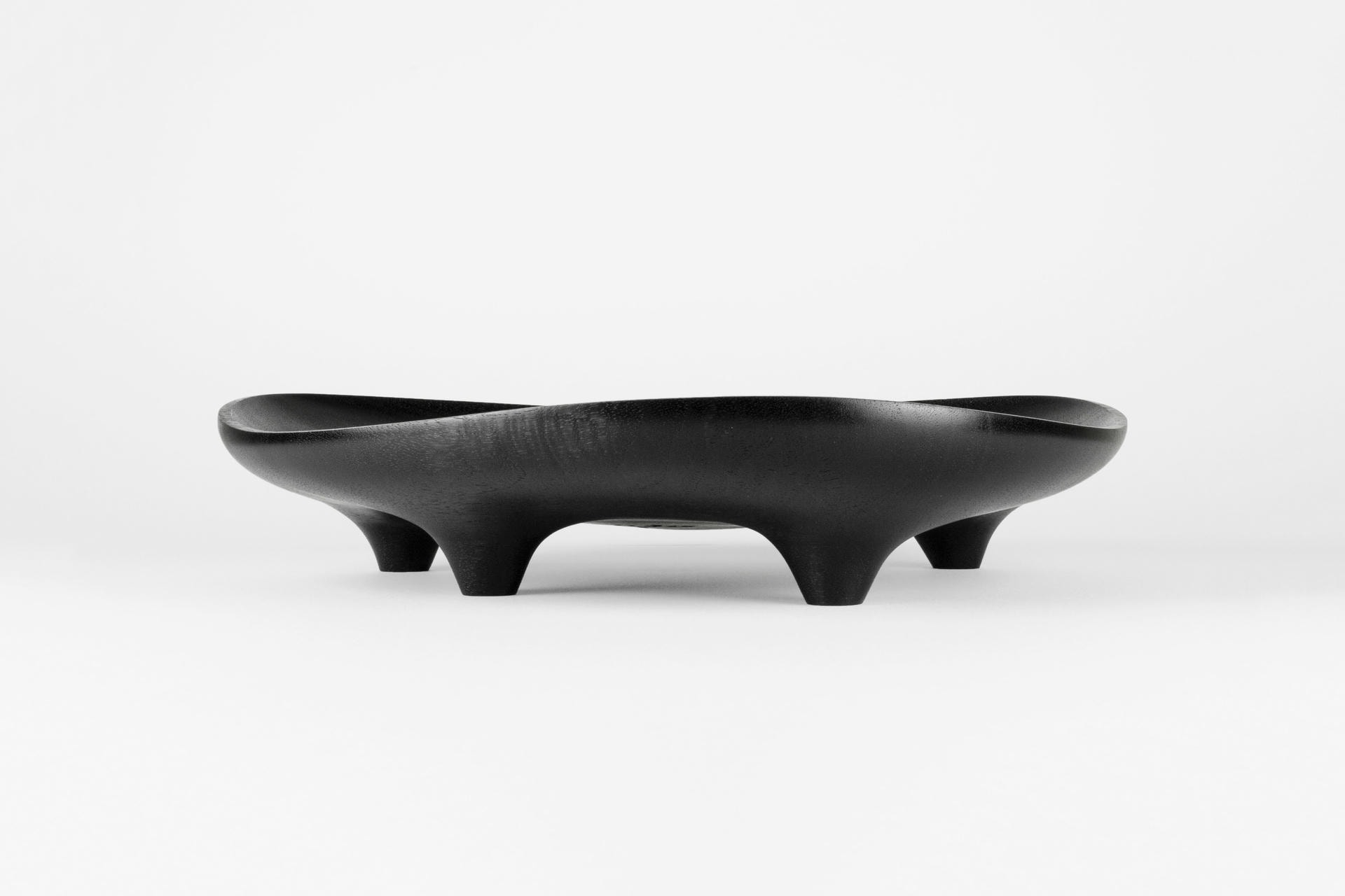 Carved and Ebonized Walnut Table Tray Signed by Maxime Goleo 9