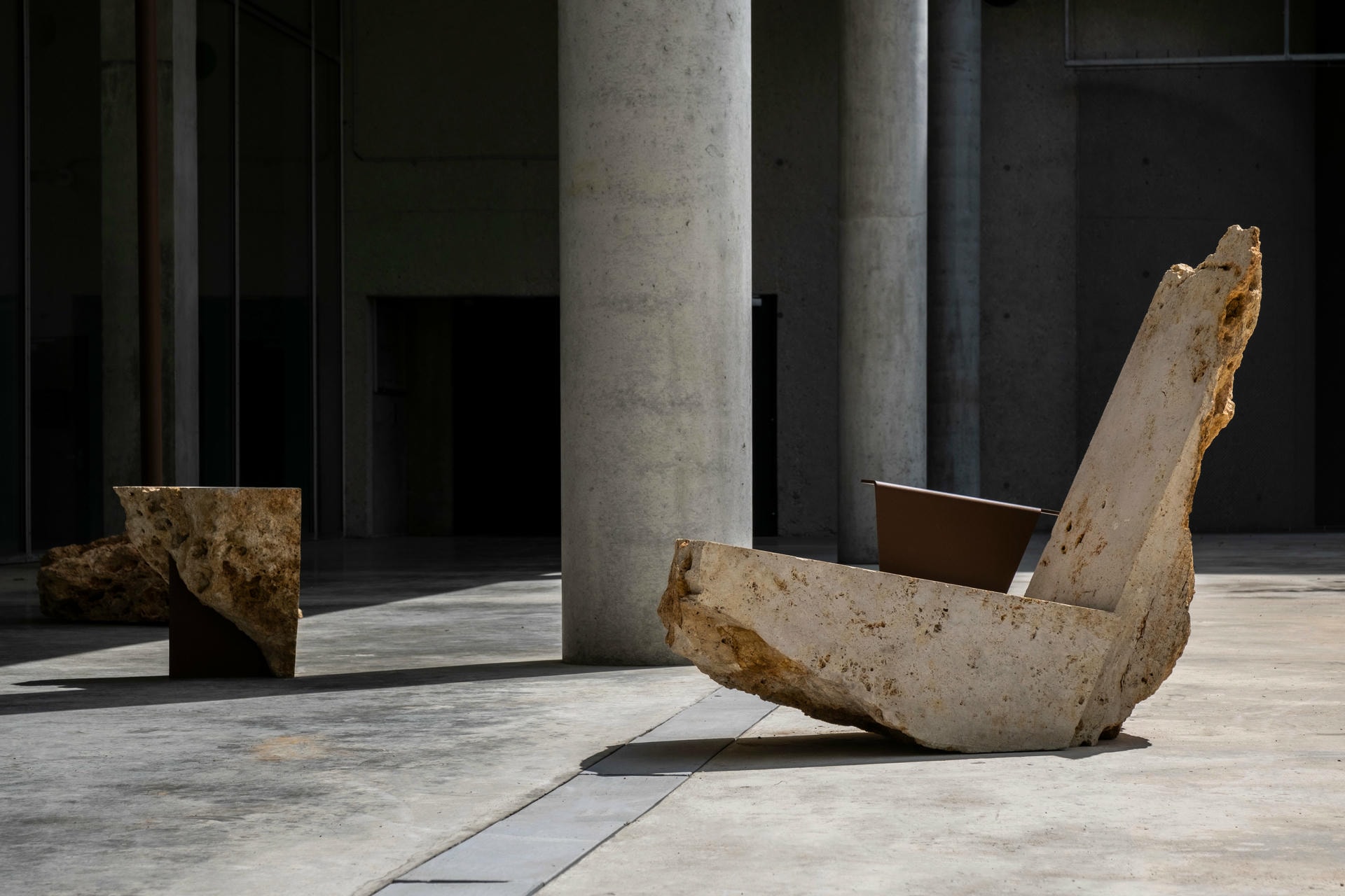 Contemporary Powder coated Steel Stone Lounge Chair by Frederic Saulou 7