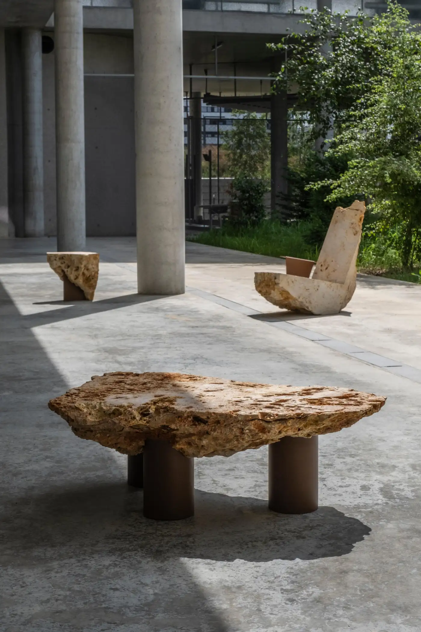 Contemporary Powder coated Steel Stone Lounge Chair by Frédéric Saulou 8