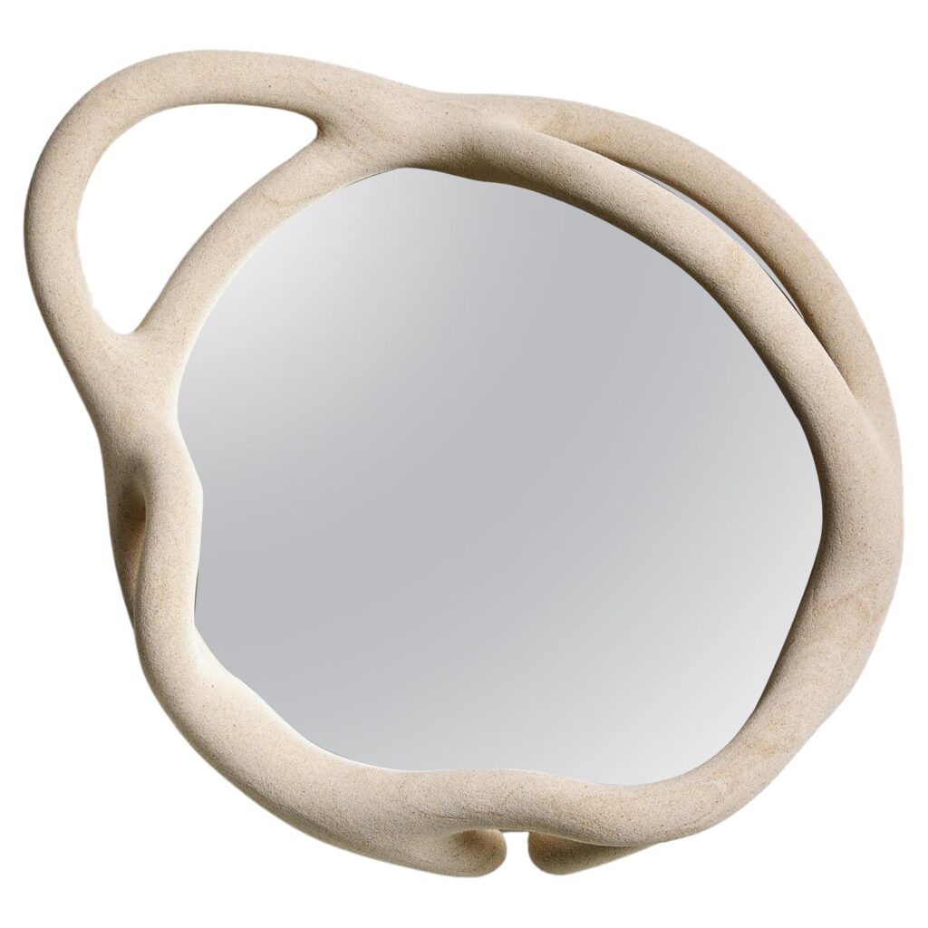 Medium Portal Beige Sand and Nylon Wall Mirror by Hot Wire Extensions 1