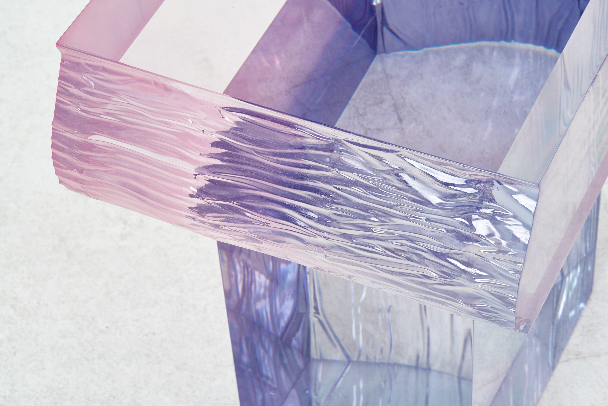 Pink and Blue Ombre Sunset Crystal Raw Side Contemporary Table by Saerom Yoon 3