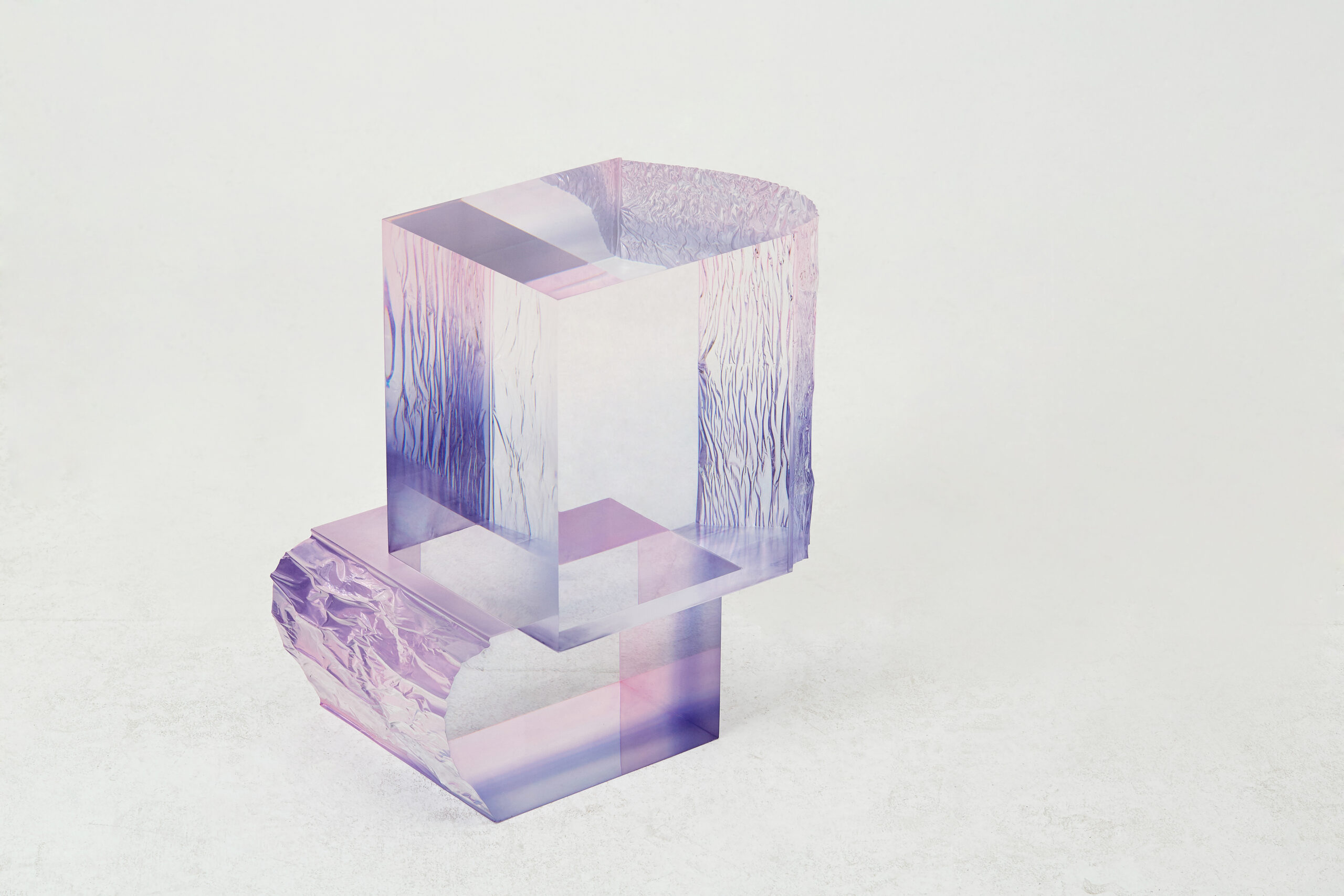 Pink and Blue Ombre Sunset Crystal Raw Side Contemporary Table by Saerom Yoon 4