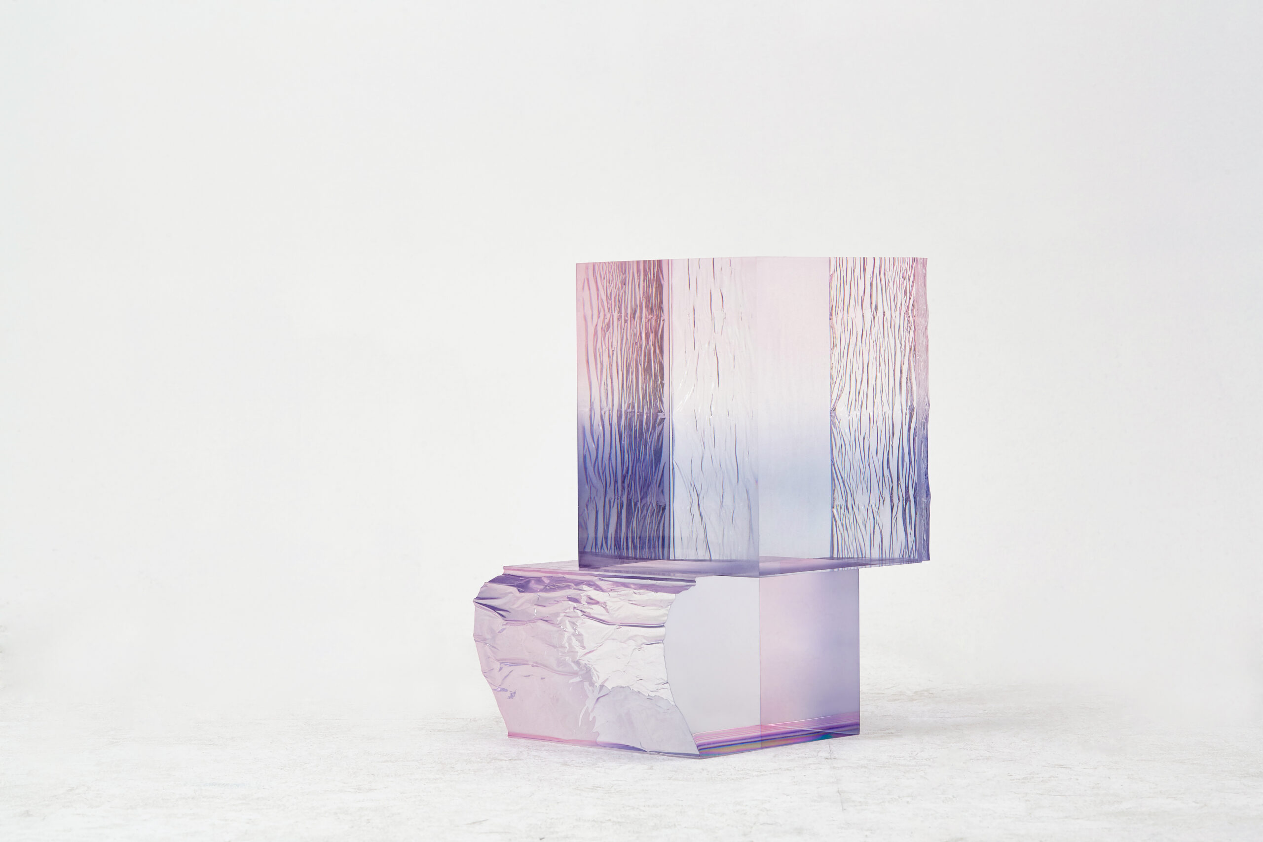 Pink and Blue Ombre Sunset Crystal Raw Side Contemporary Table by Saerom Yoon 5