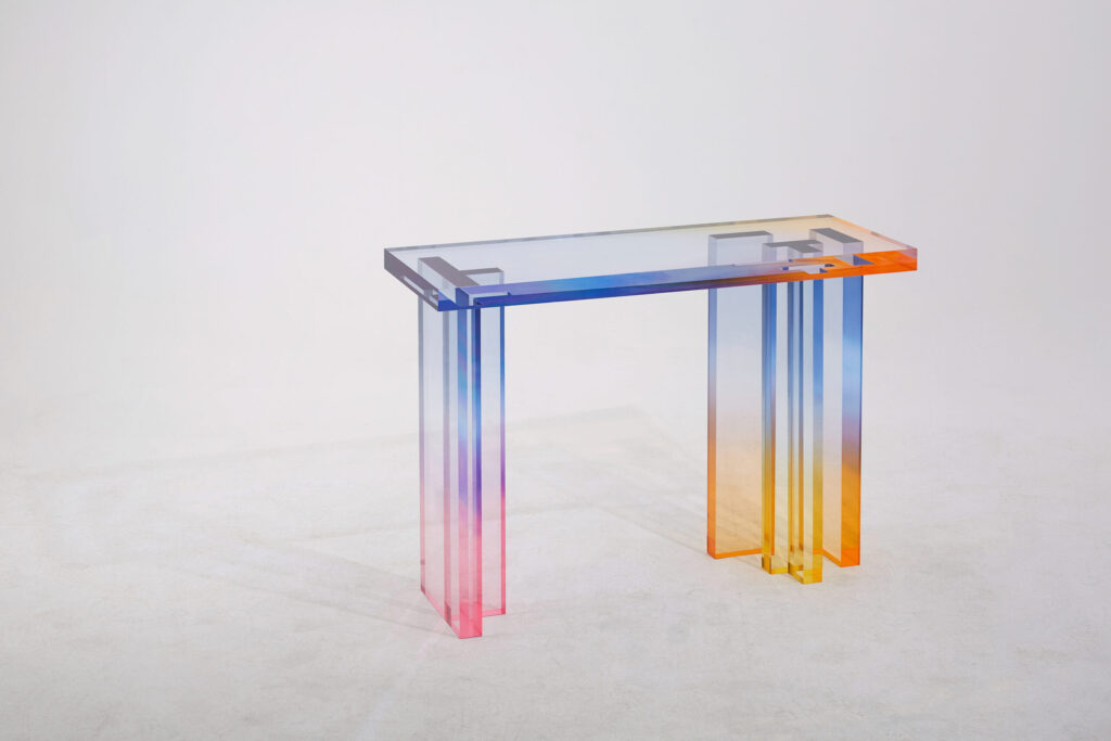 Sapphire Amber Gradient Crystal Contemporary Console Table 01 by Saerom Yoon 1
