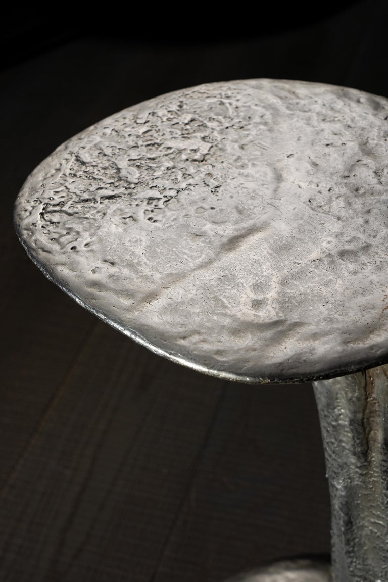 Silver Cast Brass Lava Large Side Table by Atelier VF 3