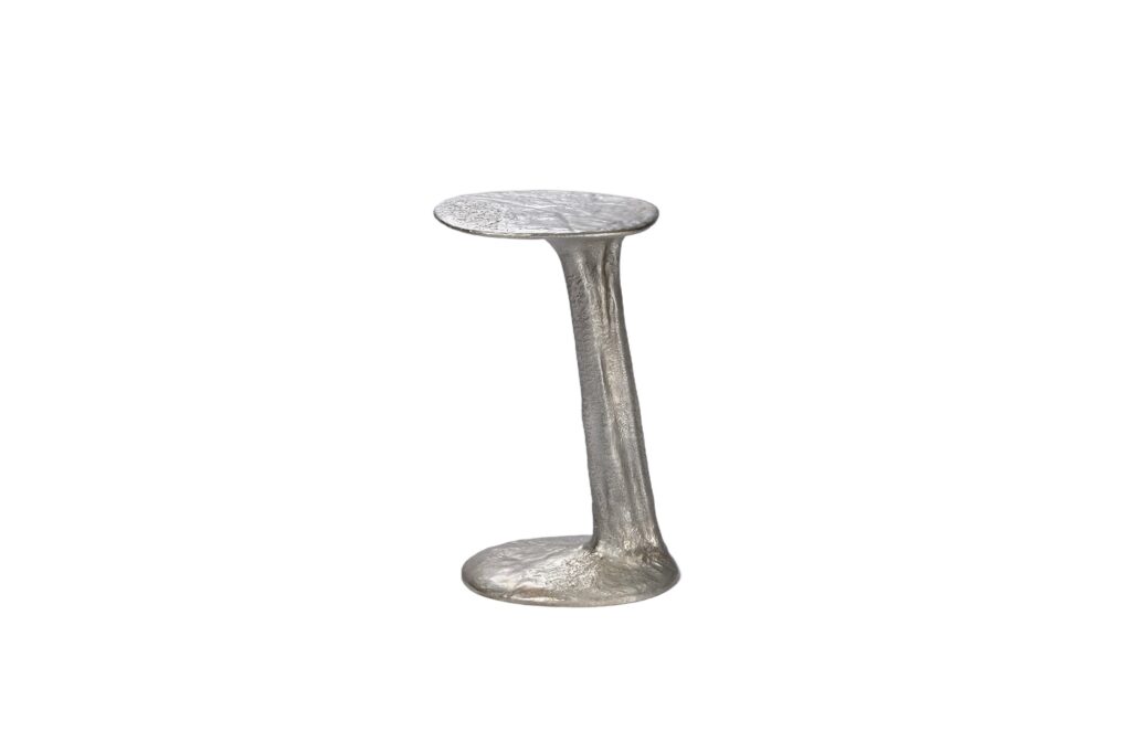 Silver Cast Brass Lava Small Side Table by Atelier V&F 1