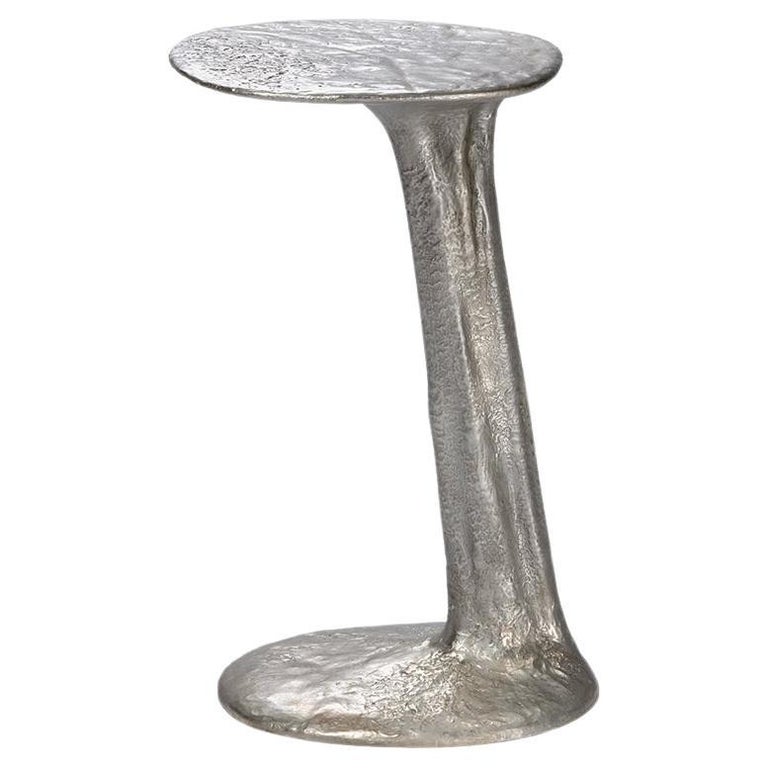 Silver Cast Brass Lava Small Side Table by Atelier VF 1