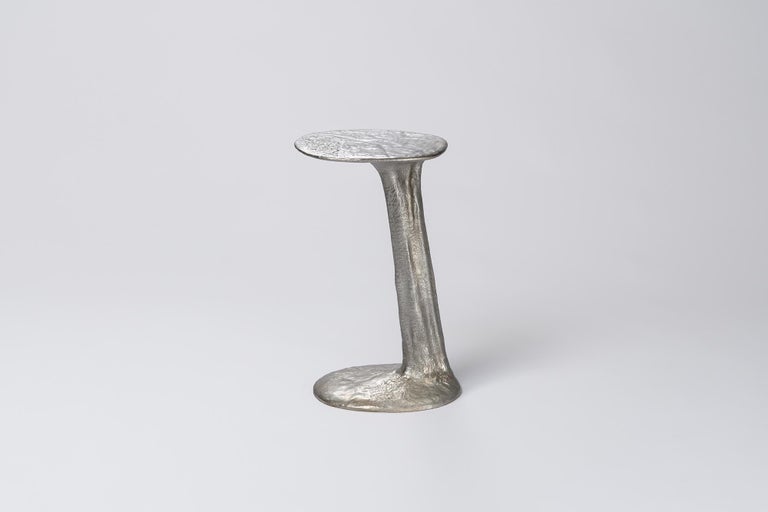 Silver Cast Brass Lava Small Side Table by Atelier VF 2