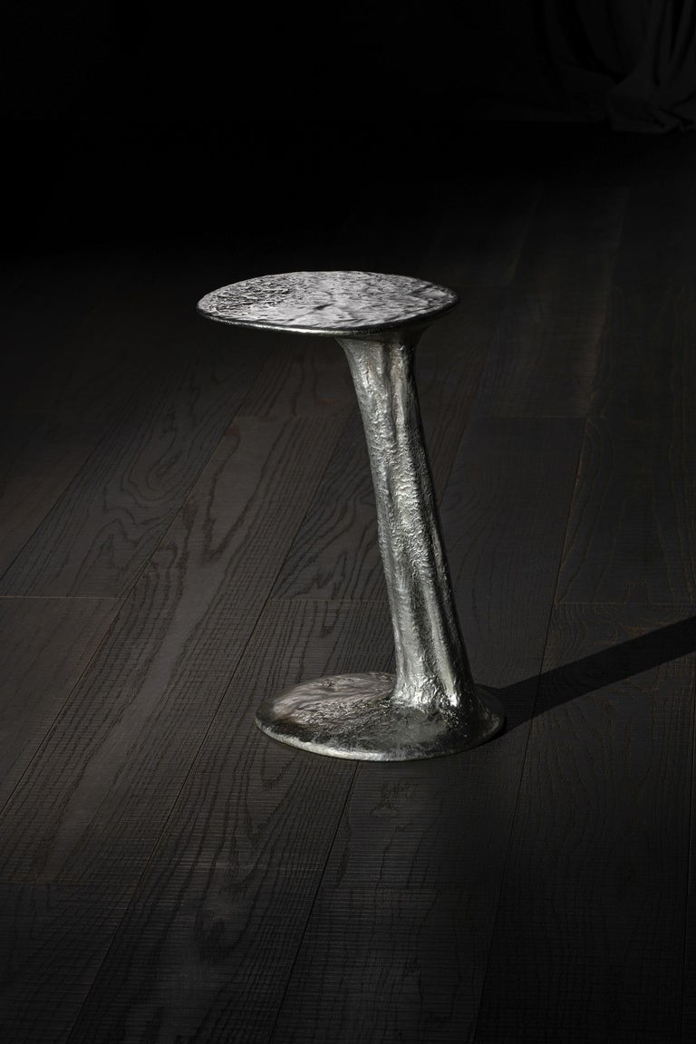 Silver Cast Brass Lava Small Side Table by Atelier VF 7