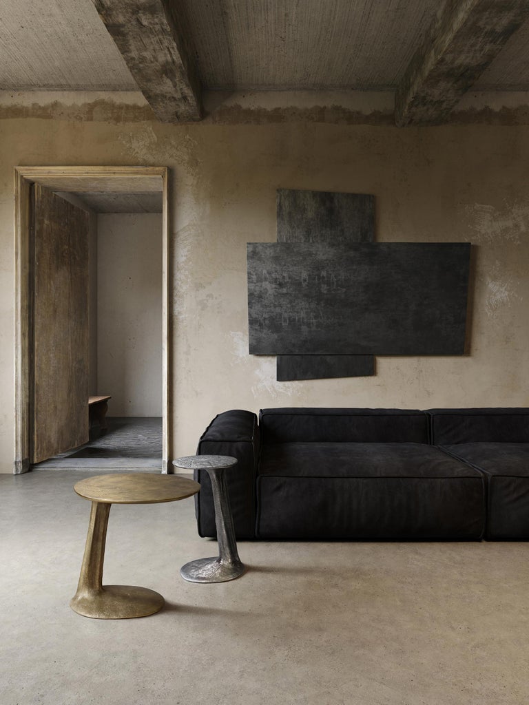 Silver Cast Brass Lava Small Side Table by Atelier VF 8