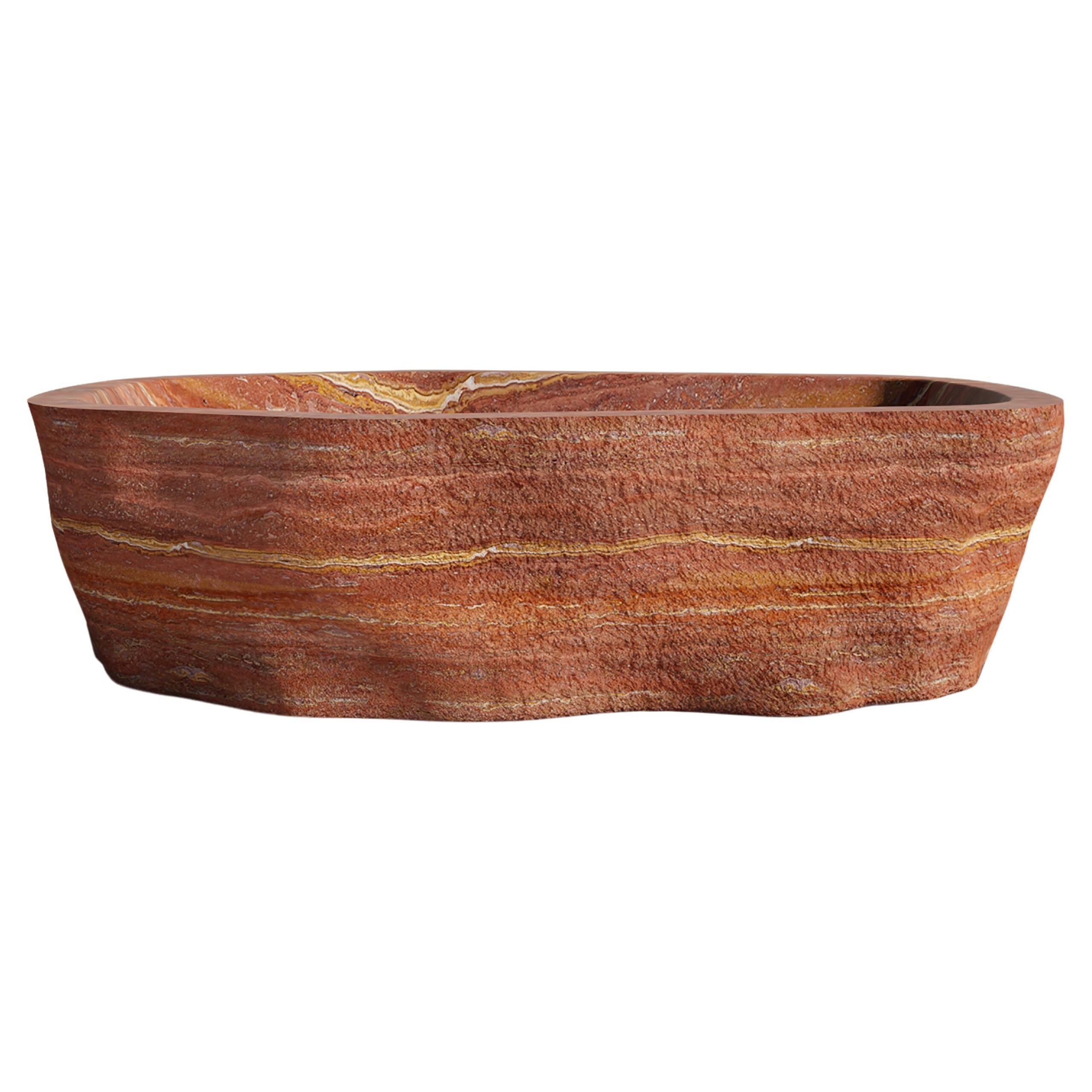 Baptiz Red Travertine Bath Tub by Andres Monnier 1