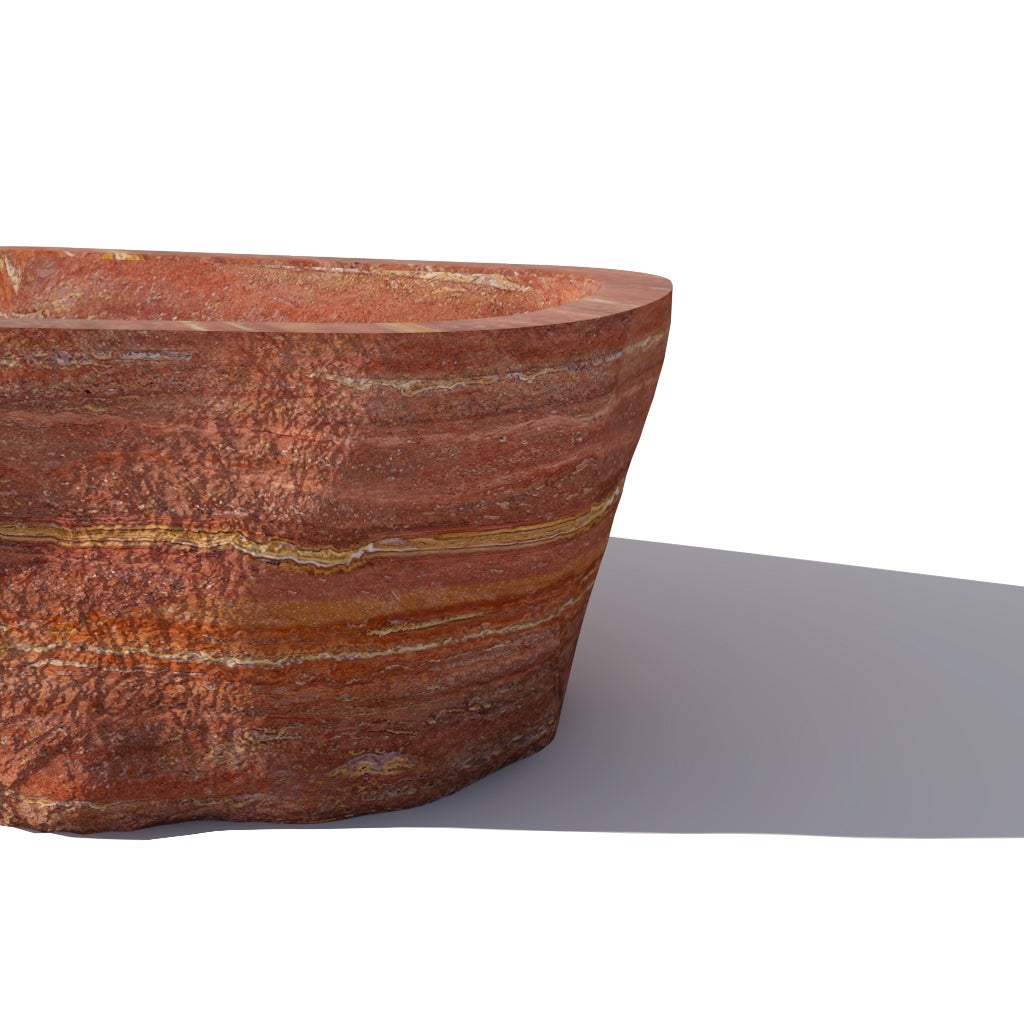 Baptiz Red Travertine Bath Tub by Andres Monnier 2