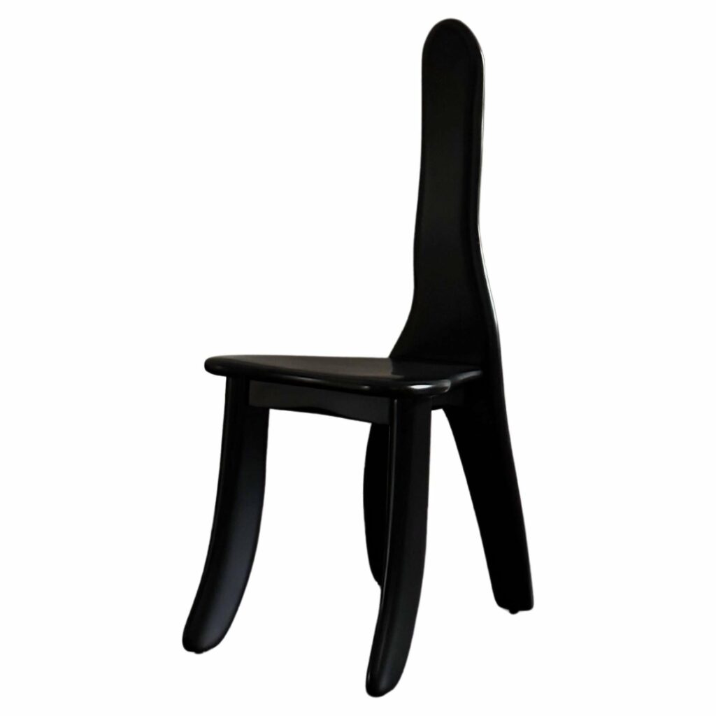 Contemporary Hand sculpted Black Ash Wood Chair Matte Finish by kar
