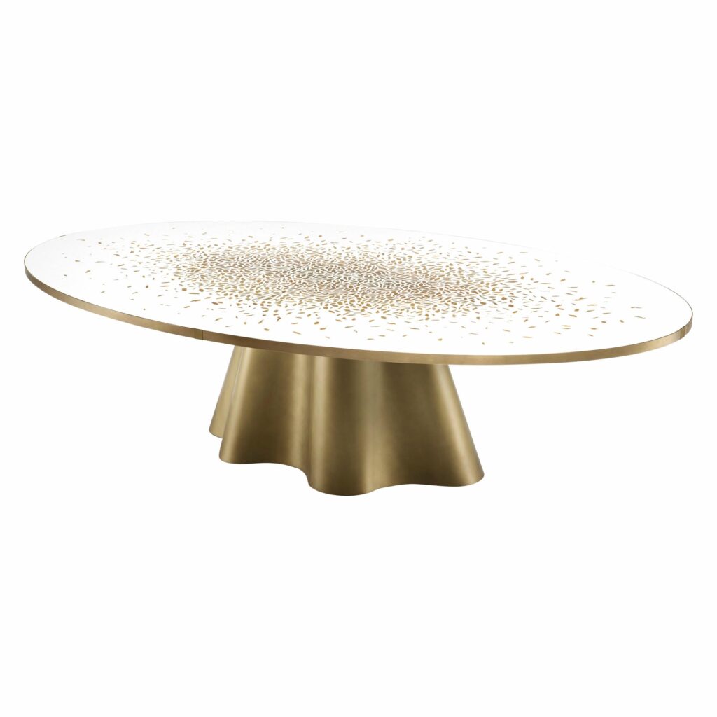 Vela Dining Table by De Castelli Brass and Venetian Terrazzo Italy 1