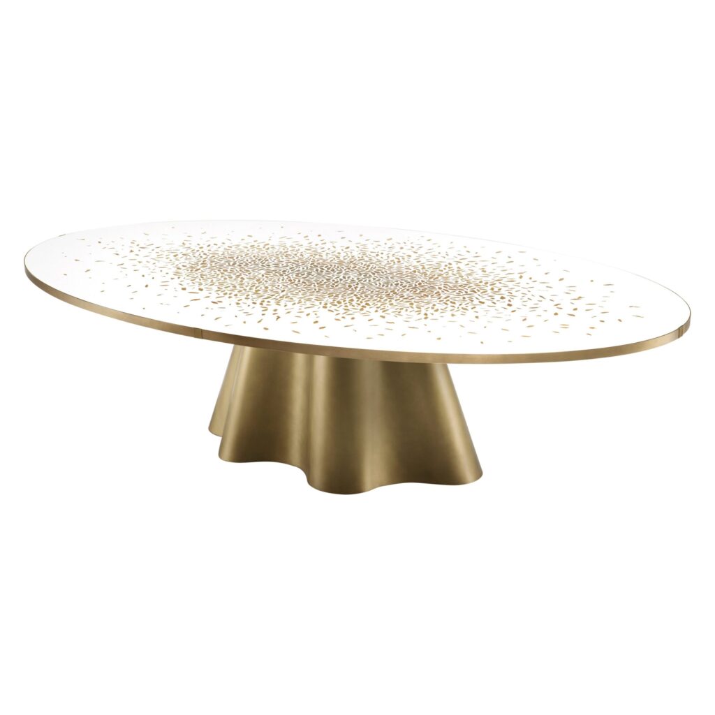 Vela Dining Table by De Castelli Brass and Venetian Terrazzo Italy 1