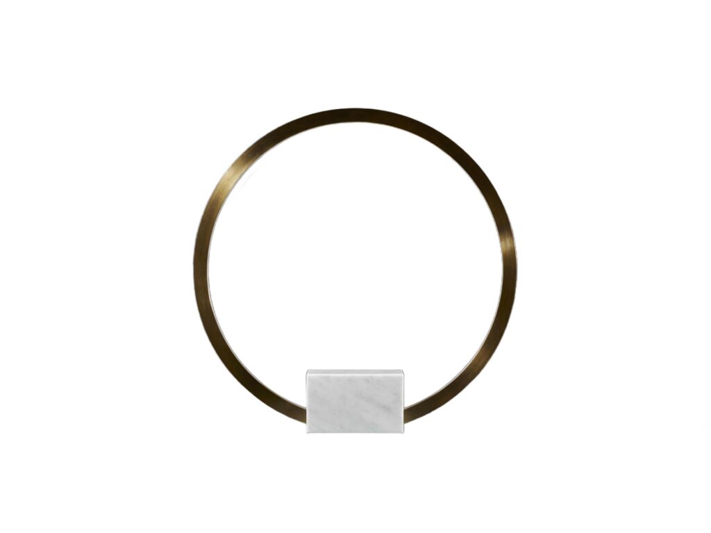 Circle Natural White Marble and Brass Table Lamp by Christopher Boots 1