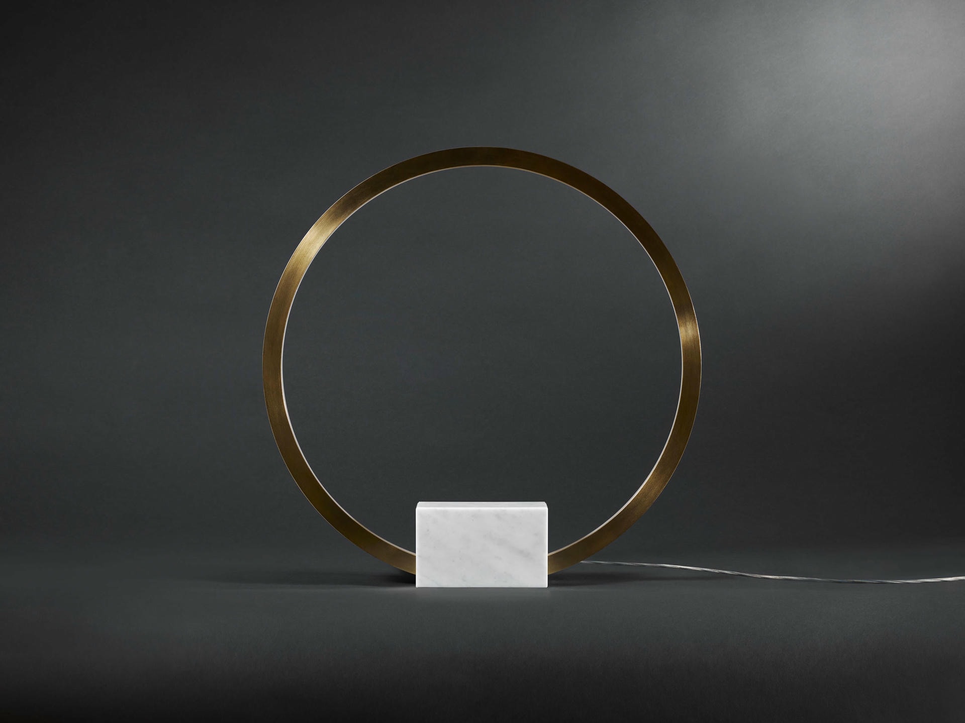 Circle Natural White Marble and Brass Table Lamp by Christopher Boots 2