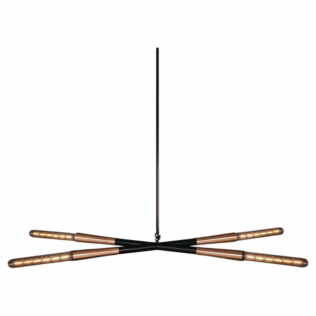 Contemporary Large Simple X Bronze Brass Glass Pendant Light Christopher Boots 1