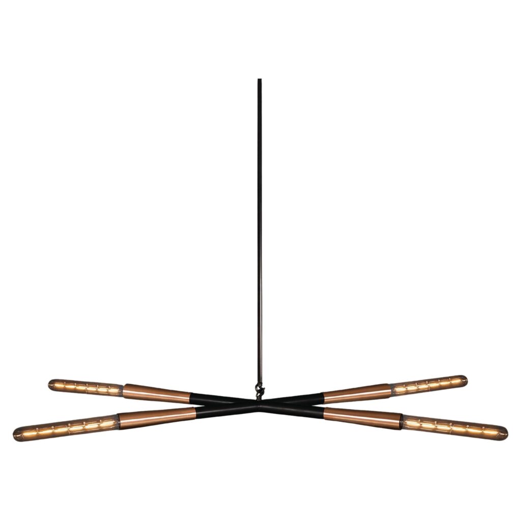 Contemporary Large Simple X Bronze Brass Glass Pendant Light, Christopher Boots 1