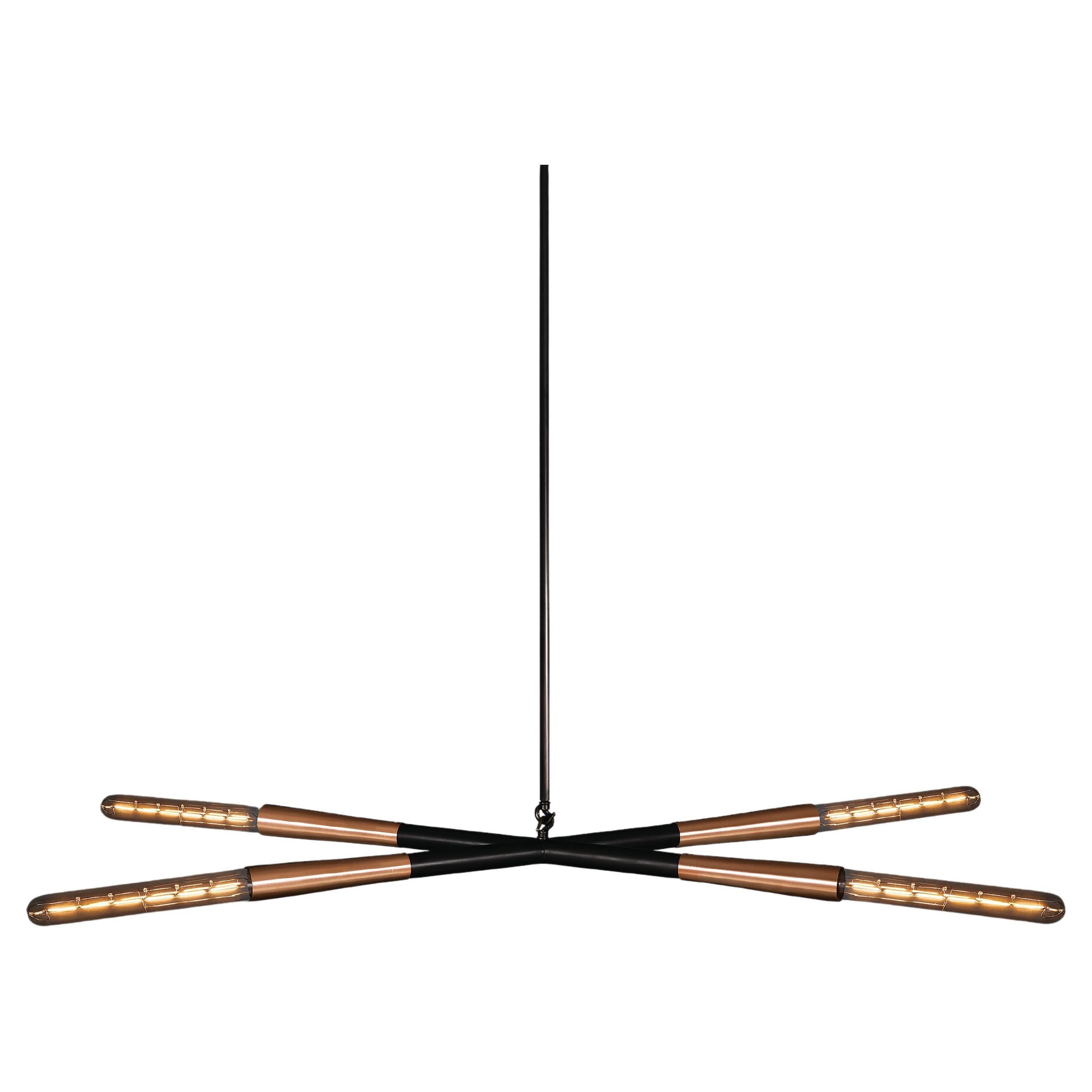 Contemporary Large Simple X Bronze Brass Glass Pendant Light, Christopher Boots 1
