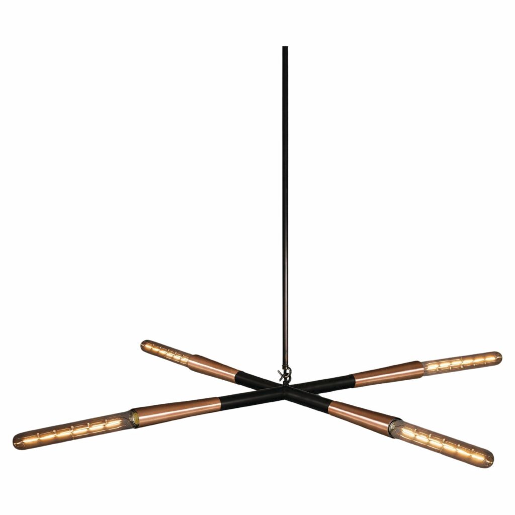 Contemporary Large Simple X Dark Bronze Pendant Light by Christopher Boots 1