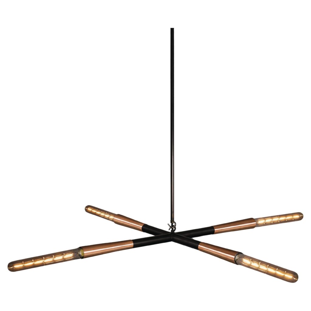 Contemporary Large Simple X Dark Bronze Pendant Light by Christopher Boots 1