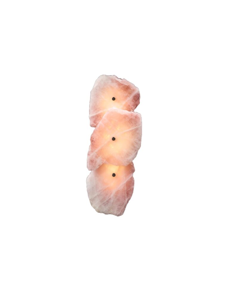 Contemporary Unique Form Triple Rose Pink Quartz Sconce by Christopher Boots 1 1