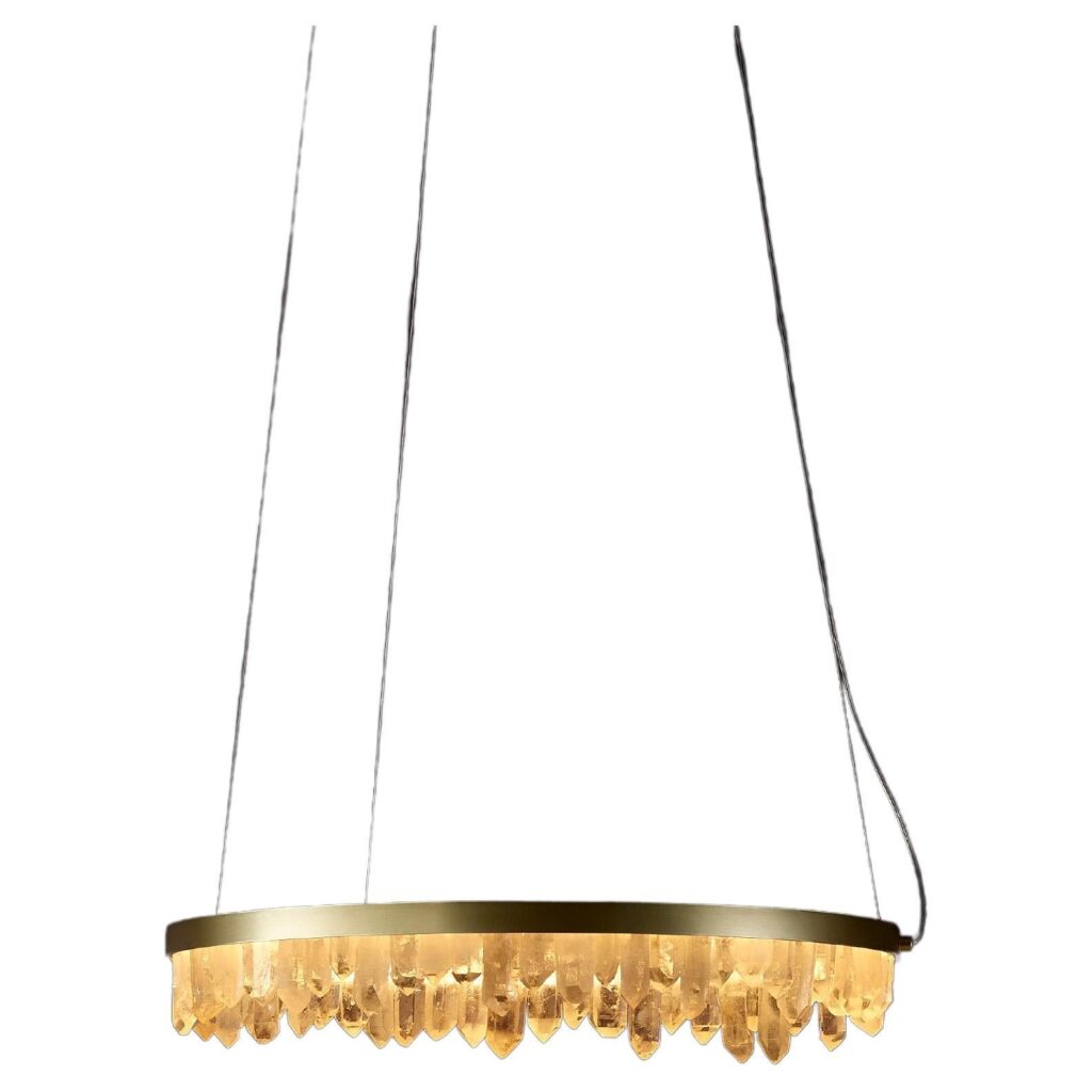 Downward Circular Ring Natural Quartz Crystal Pendant Light by Christopher Boots 1