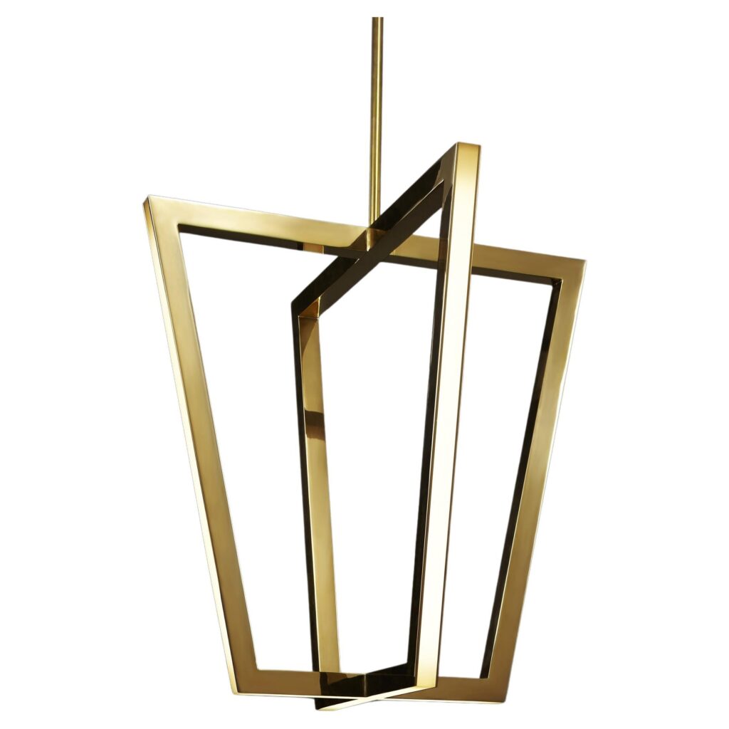 Four Dimensional Geometric Shape Gold Brass Pendant Light by Christopher Boots 1