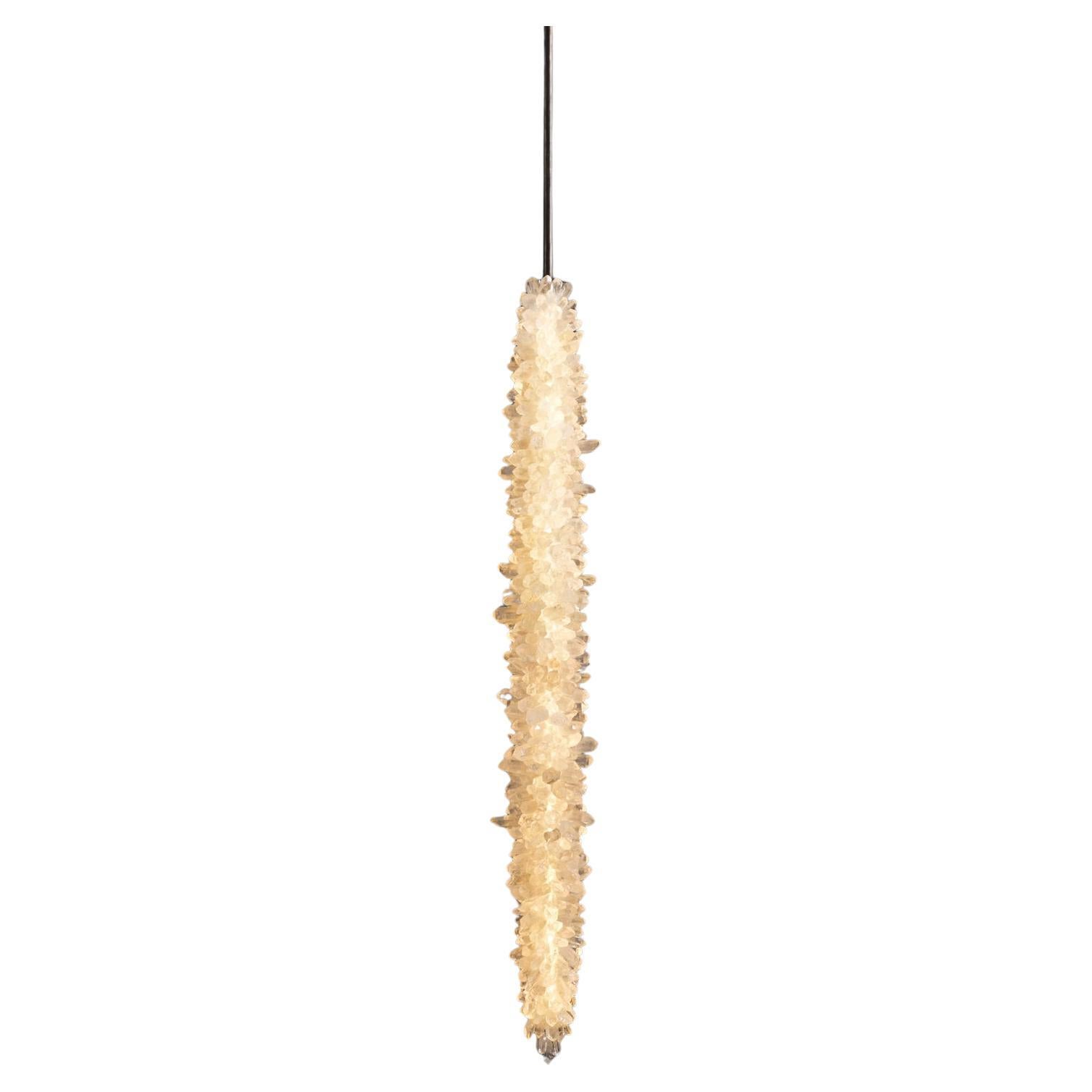 Icicle Shaped Natural Uncut Crystal Pendant Light 90 by Christopher Boots