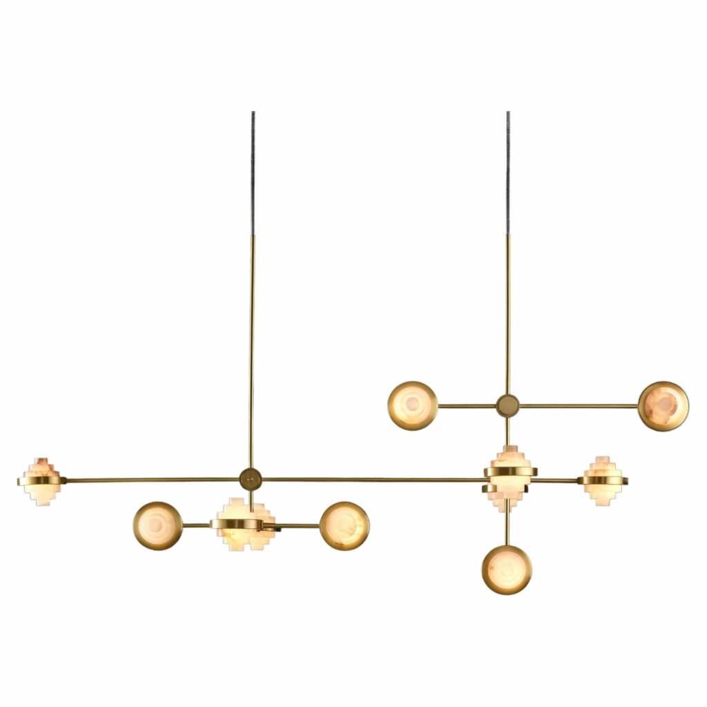 Iris Complex Array Brass and Alabaster Pendant Light by Christopher Boots 1
