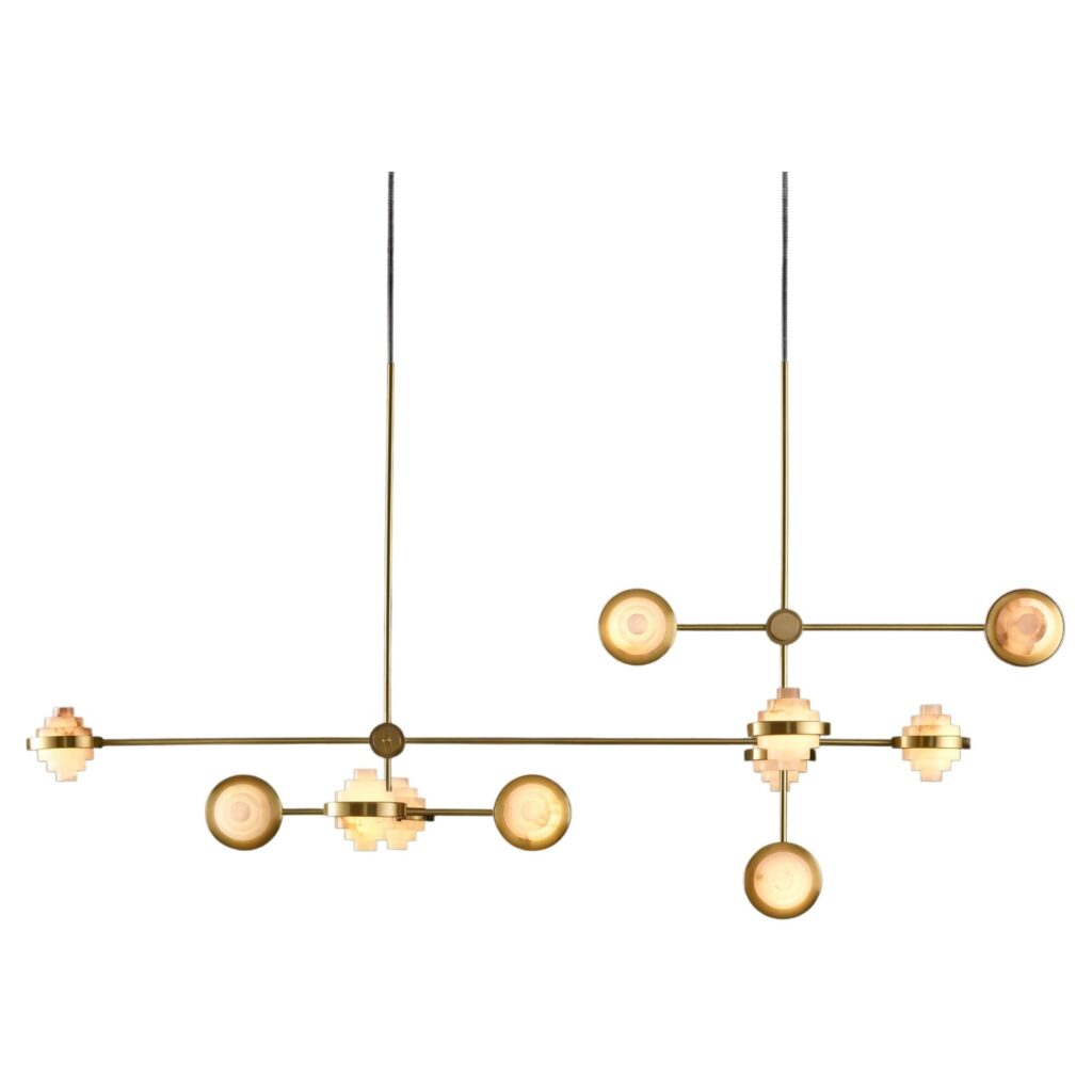 Iris Complex Array Brass and Alabaster Pendant Light by Christopher Boots 1