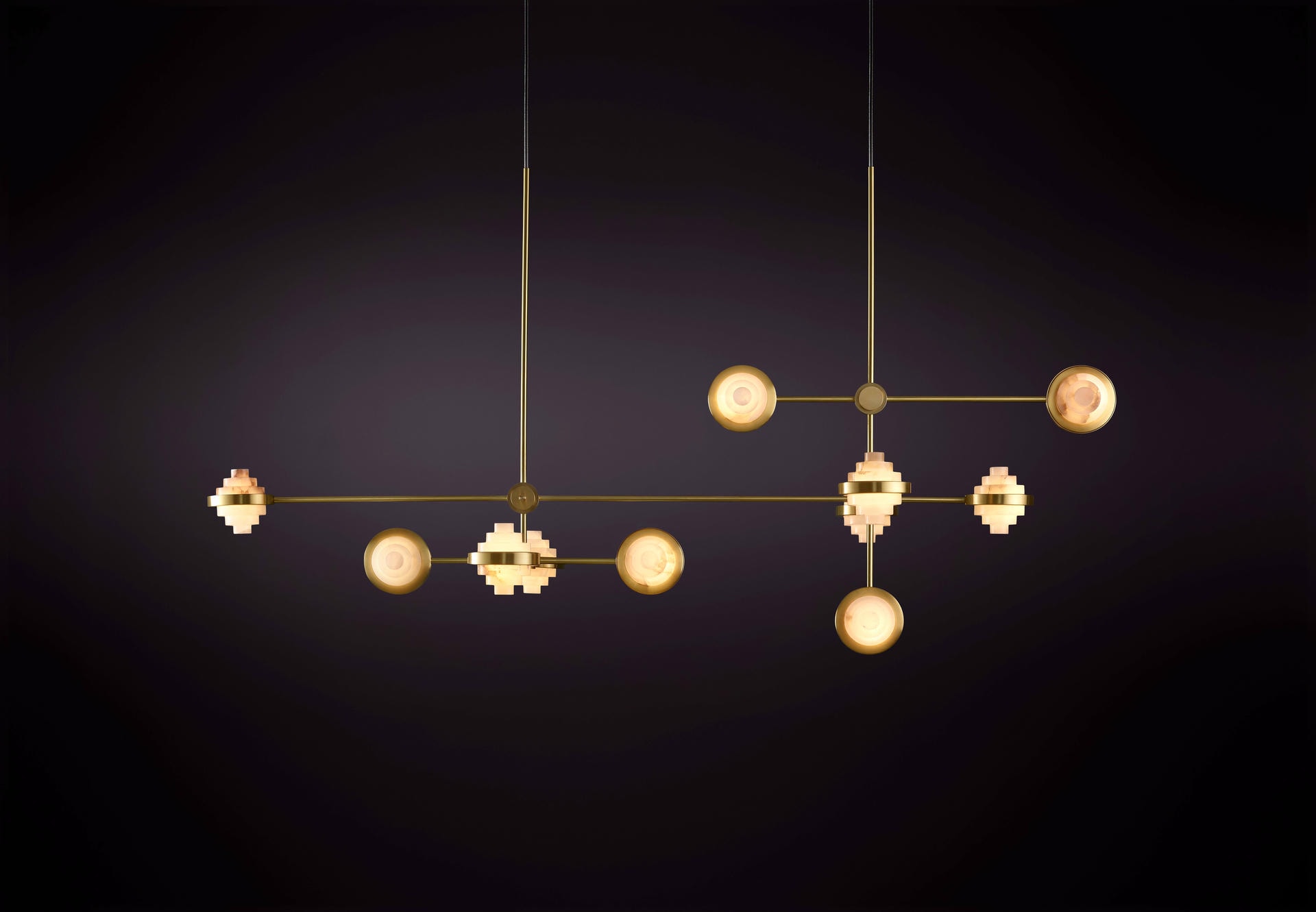 Iris Complex Array Brass and Alabaster Pendant Light by Christopher Boots 2