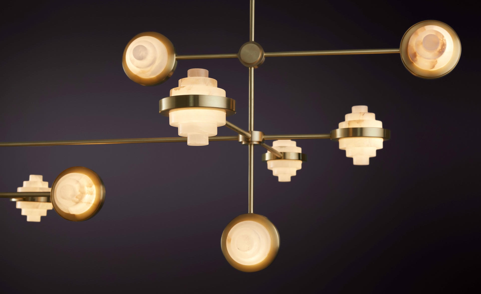 Iris Complex Array Brass and Alabaster Pendant Light by Christopher Boots 3