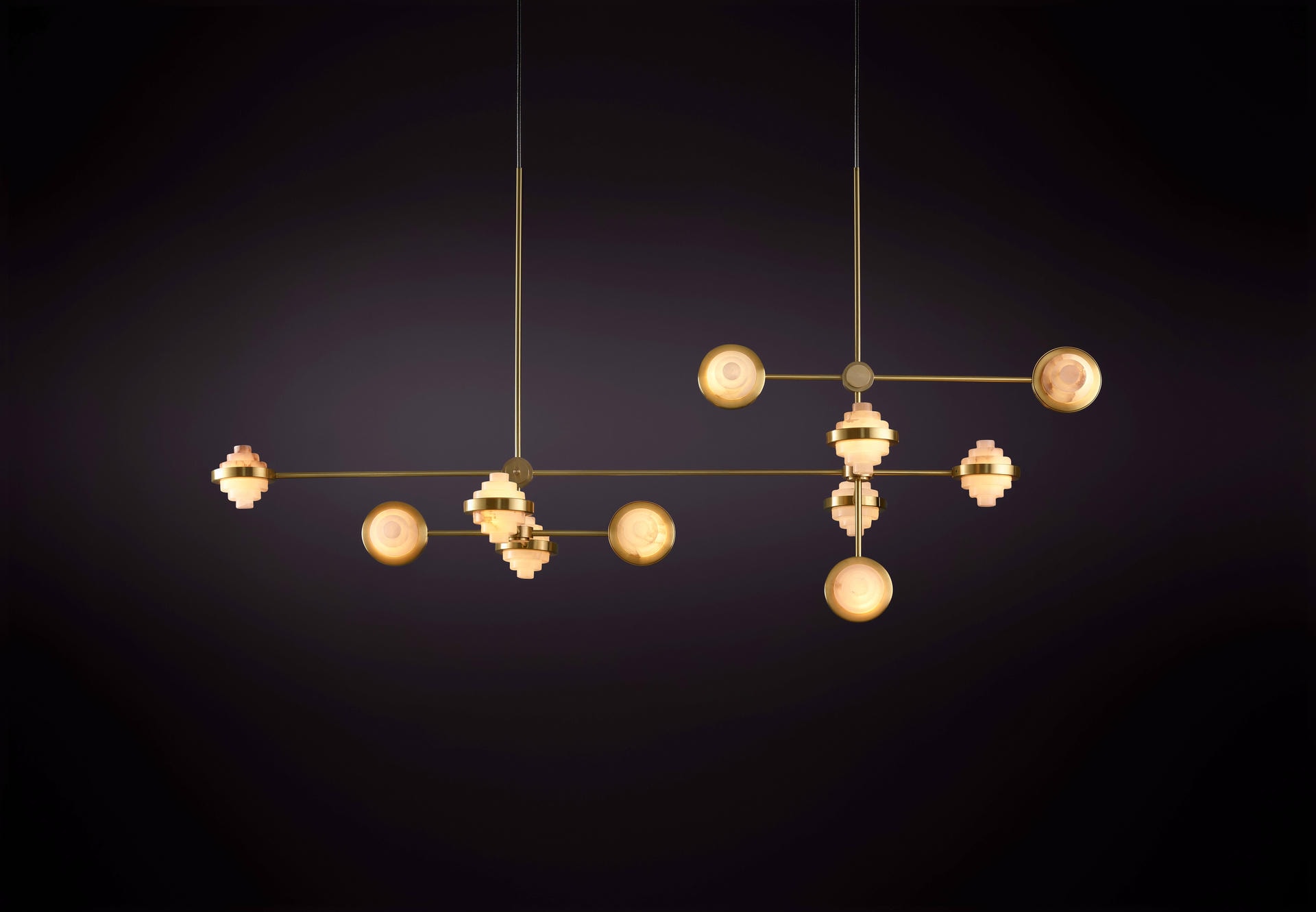 Iris Complex Array Brass and Alabaster Pendant Light by Christopher Boots 4