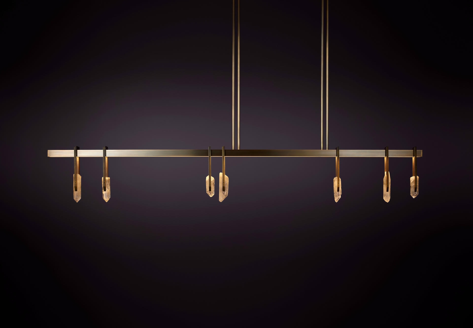Linear Rectangular Brass Frame with Crystal 180 Pendant Light Christopher Boots 2
