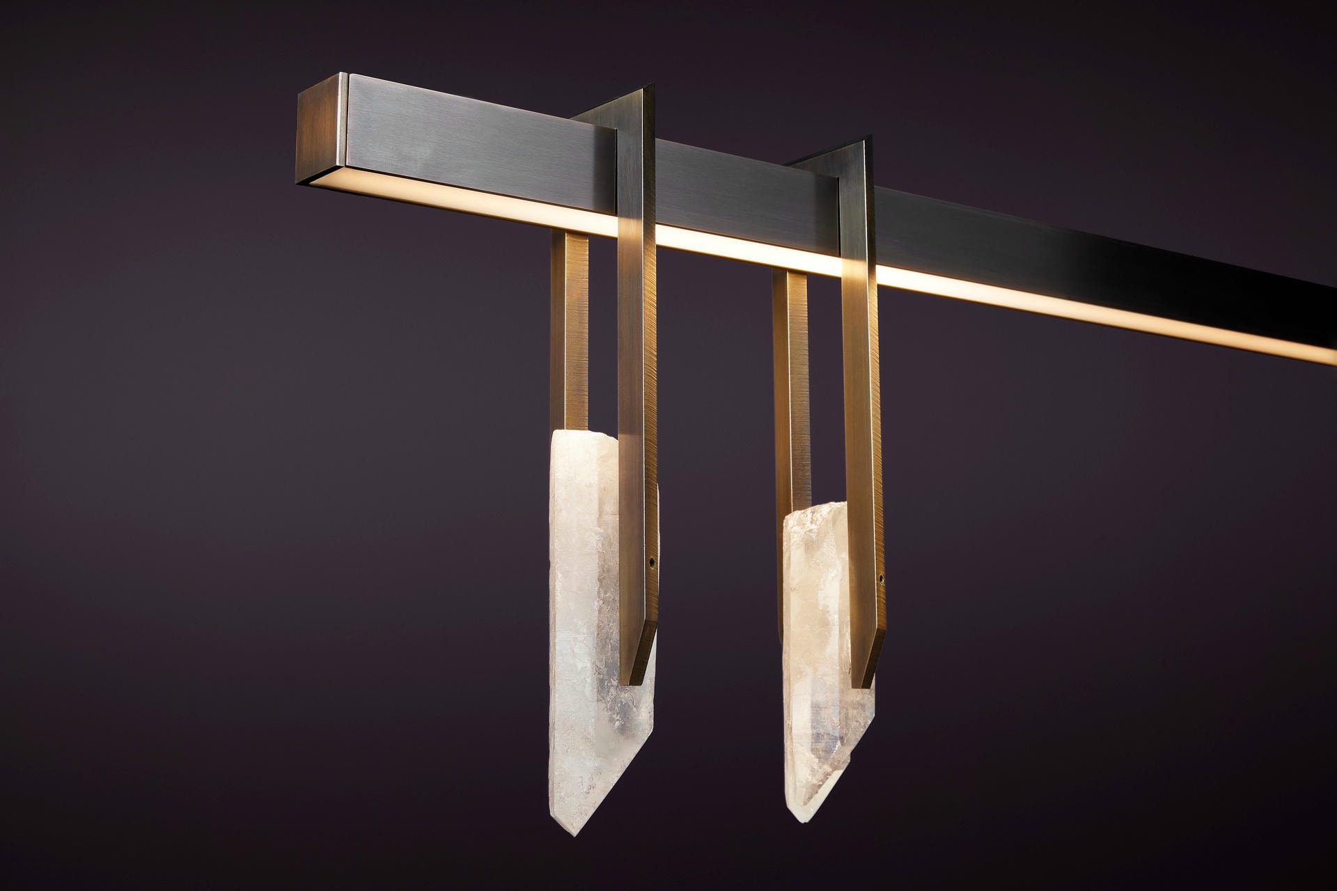 Linear Rectangular Brass Frame with Crystal 180 Pendant Light Christopher Boots 3