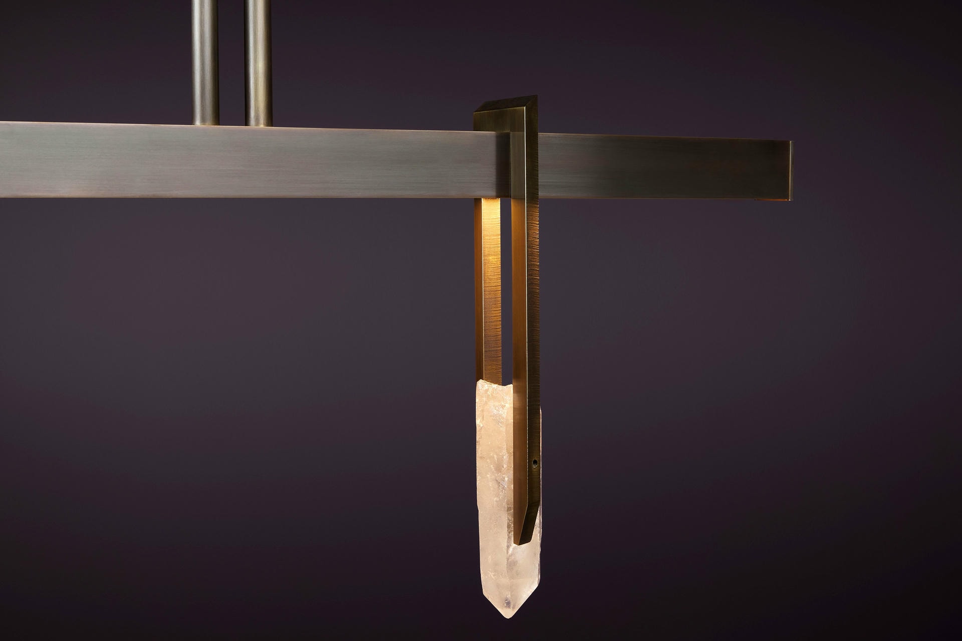 Linear Rectangular Brass Frame with Crystal 180 Pendant Light Christopher Boots 4