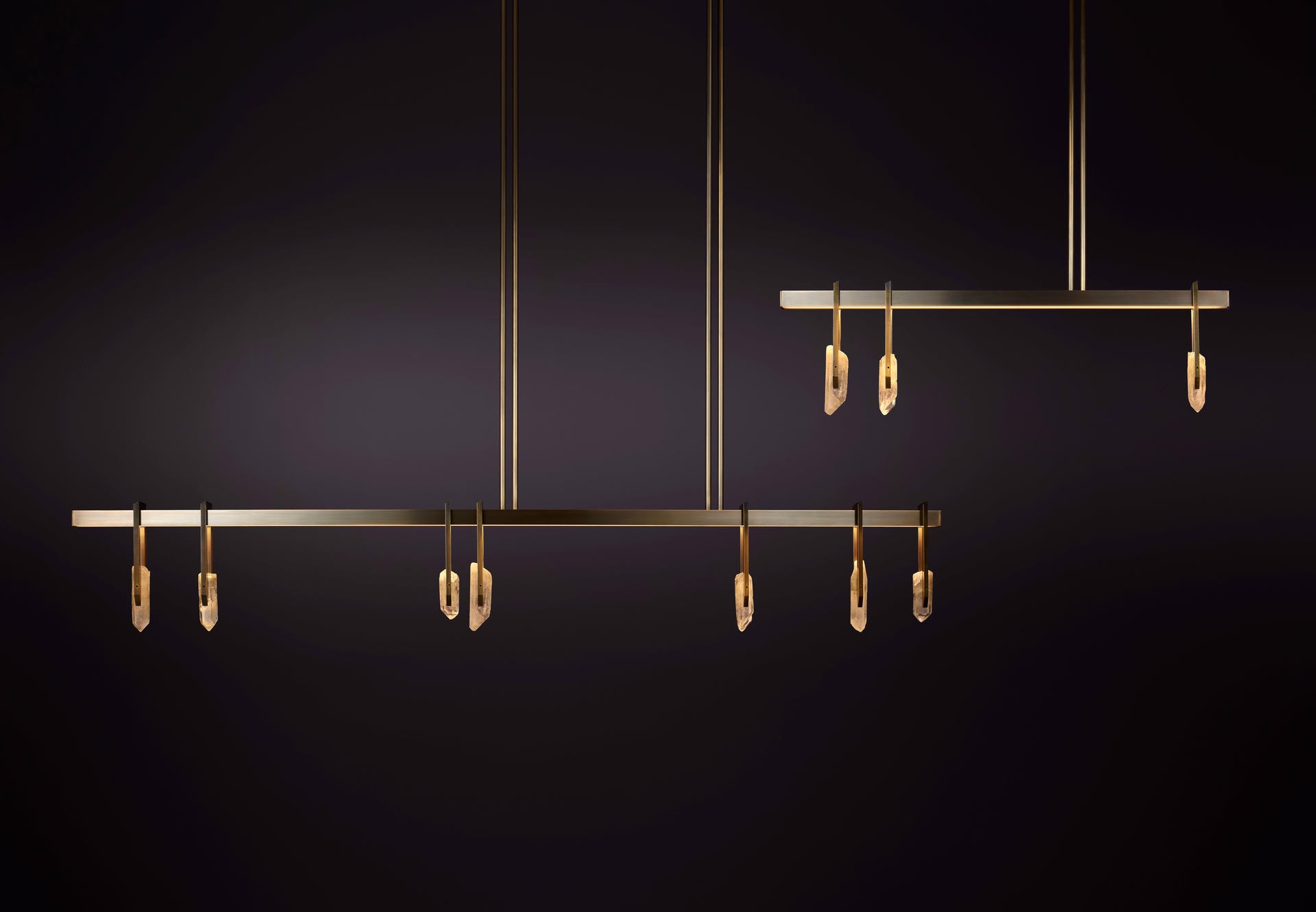 Linear Rectangular Brass Frame with Crystal 180 Pendant Light Christopher Boots 5
