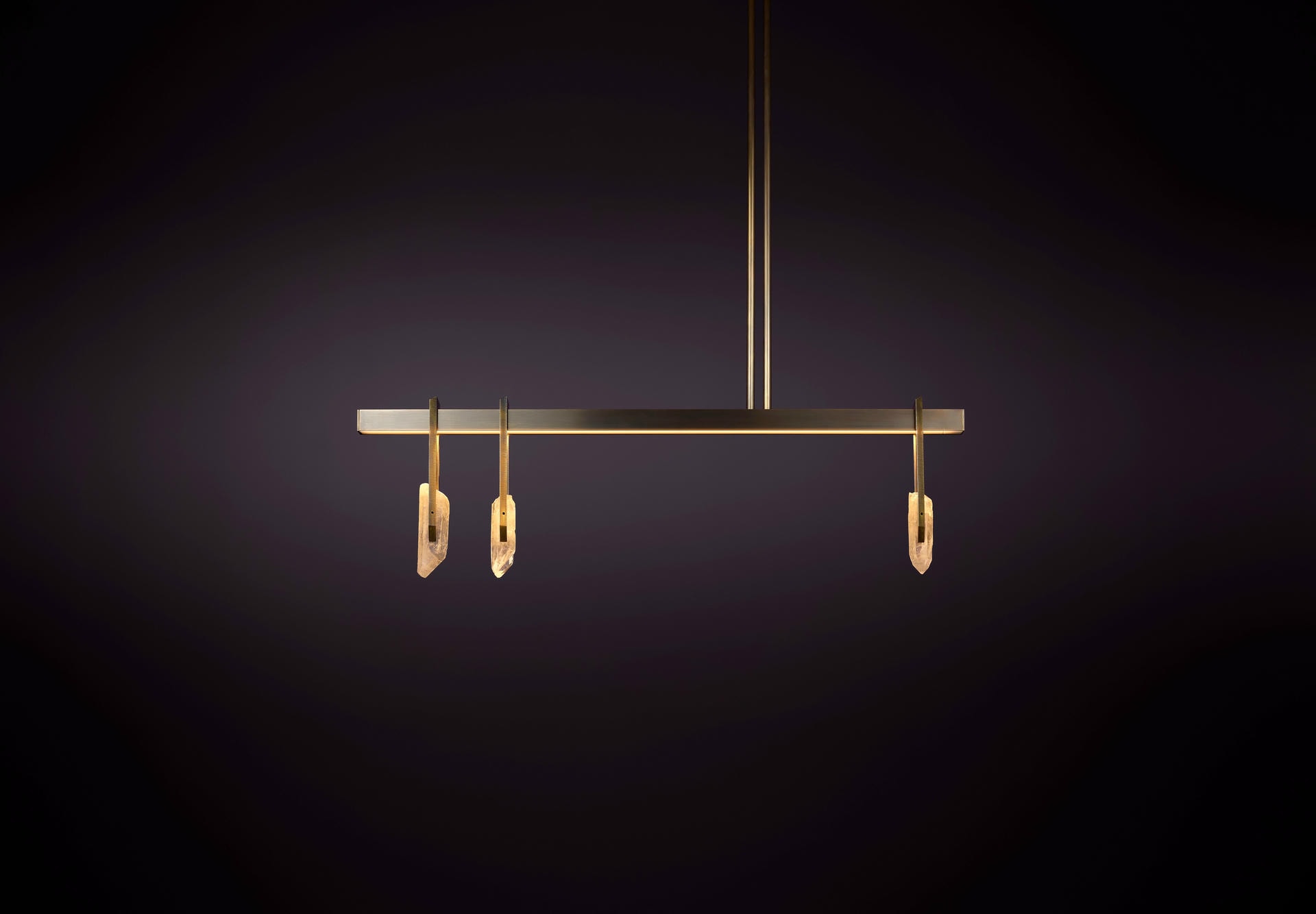 Linear Rectangular Brass Frame with Crystal 90 Pendant Light Christopher Boots 2