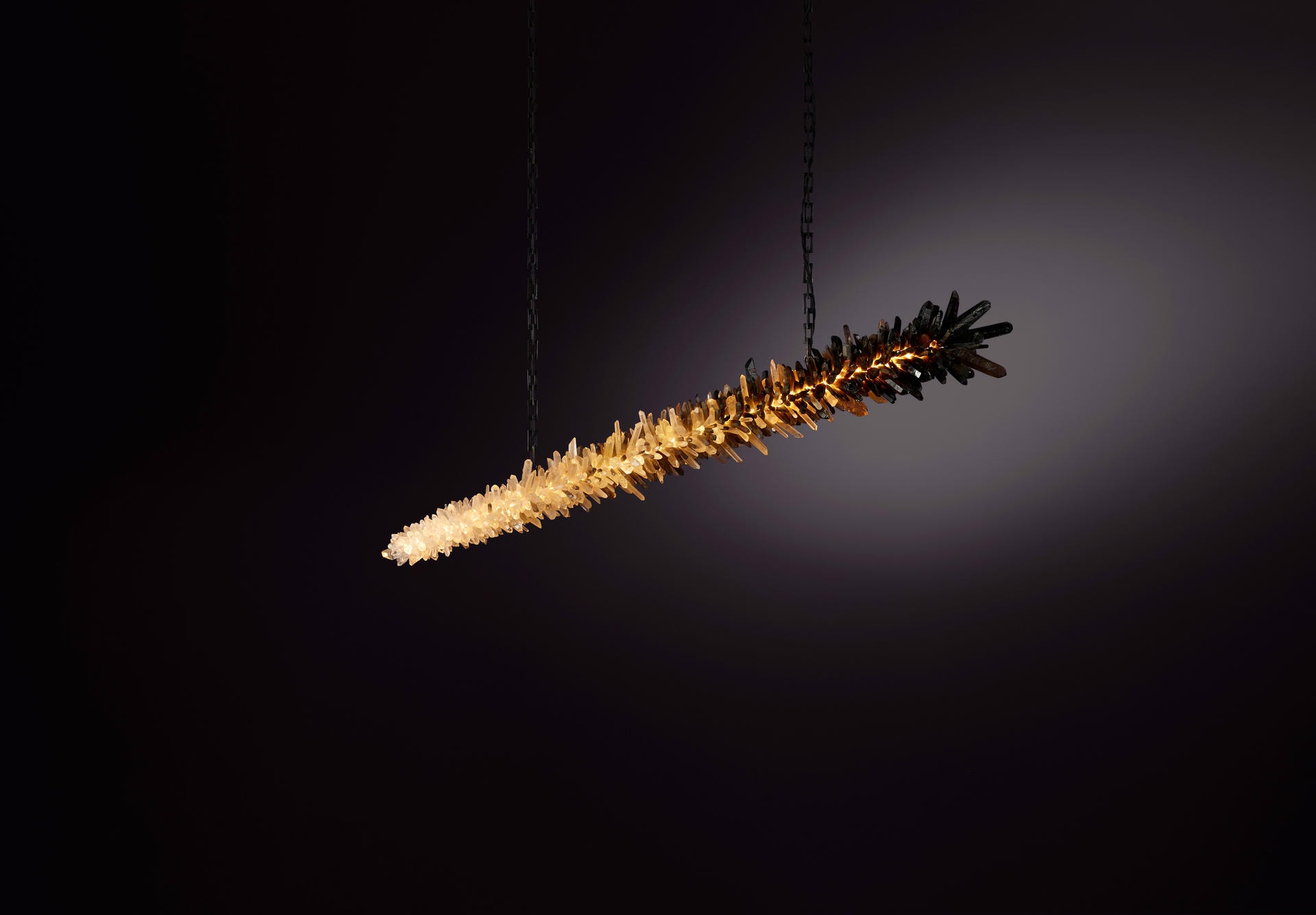 Ombre Meteor Effect Natural Uncut Crystal 120 Pendant Light by Christopher Boots 2