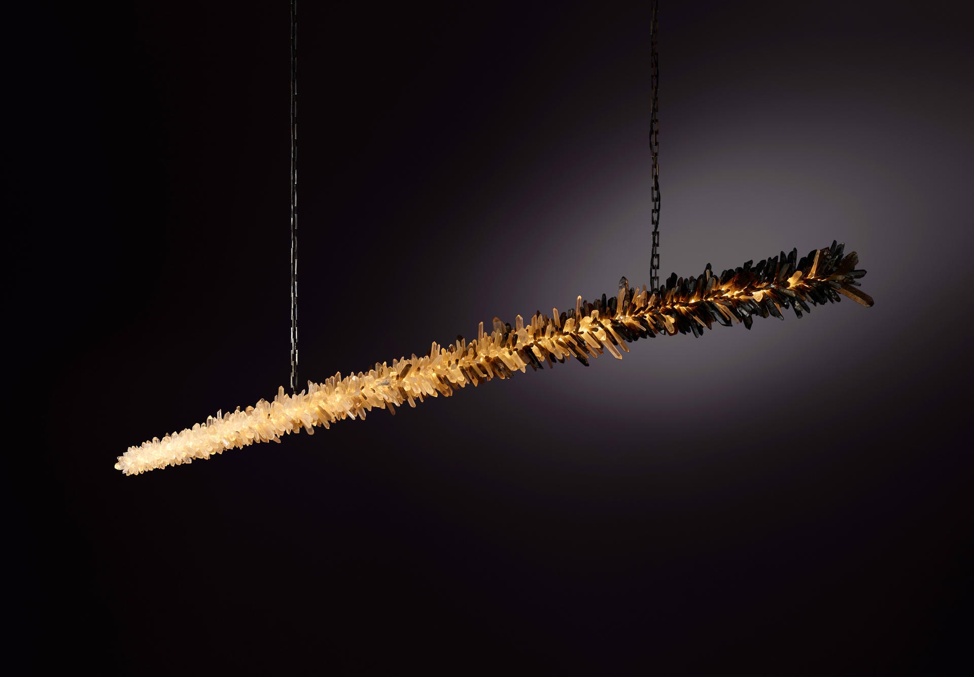 Ombre Meteor Effect Natural Uncut Crystal 210 Pendant Light by Christopher Boots 2
