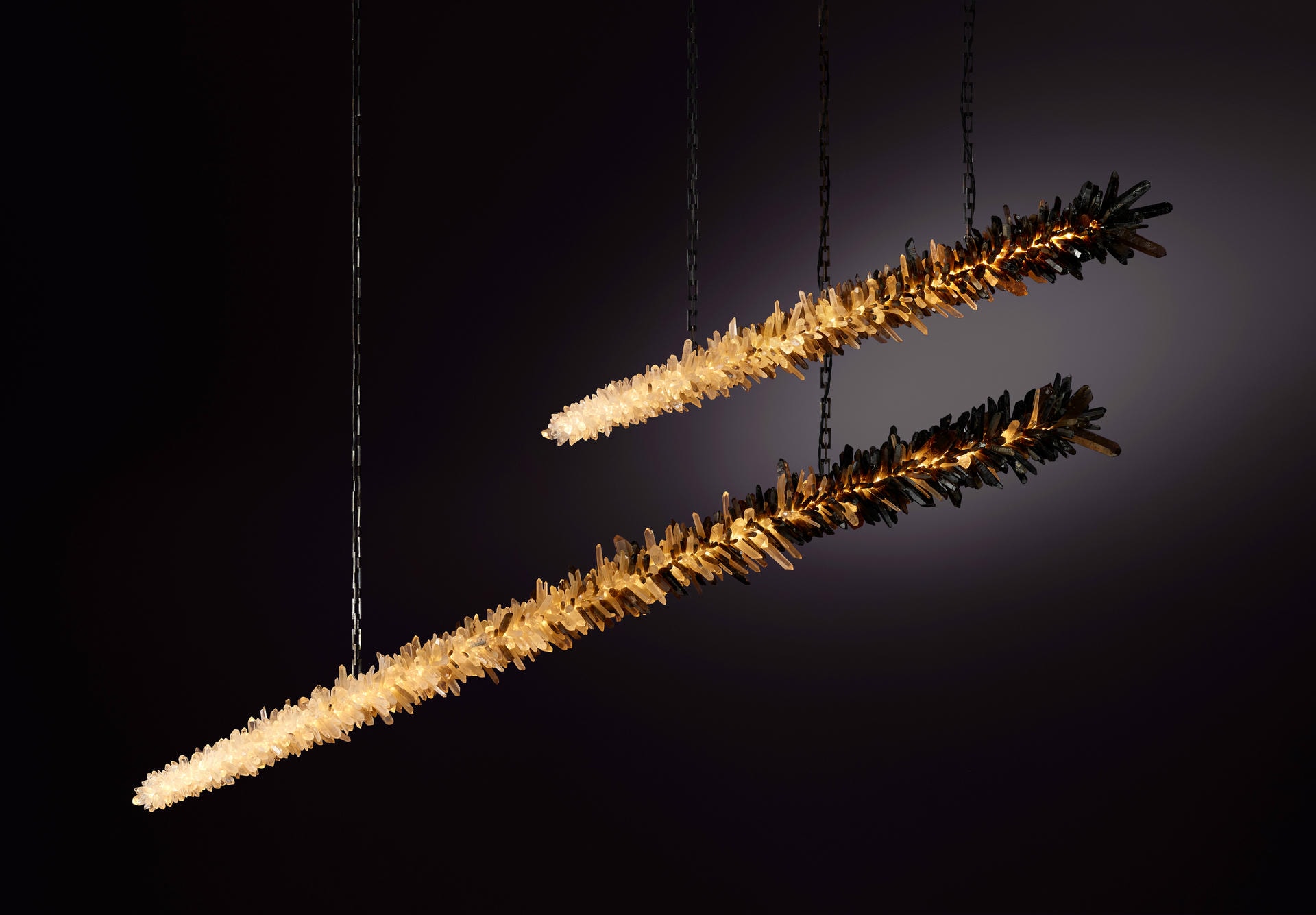 Ombre Meteor Effect Natural Uncut Crystal 210 Pendant Light by Christopher Boots 3