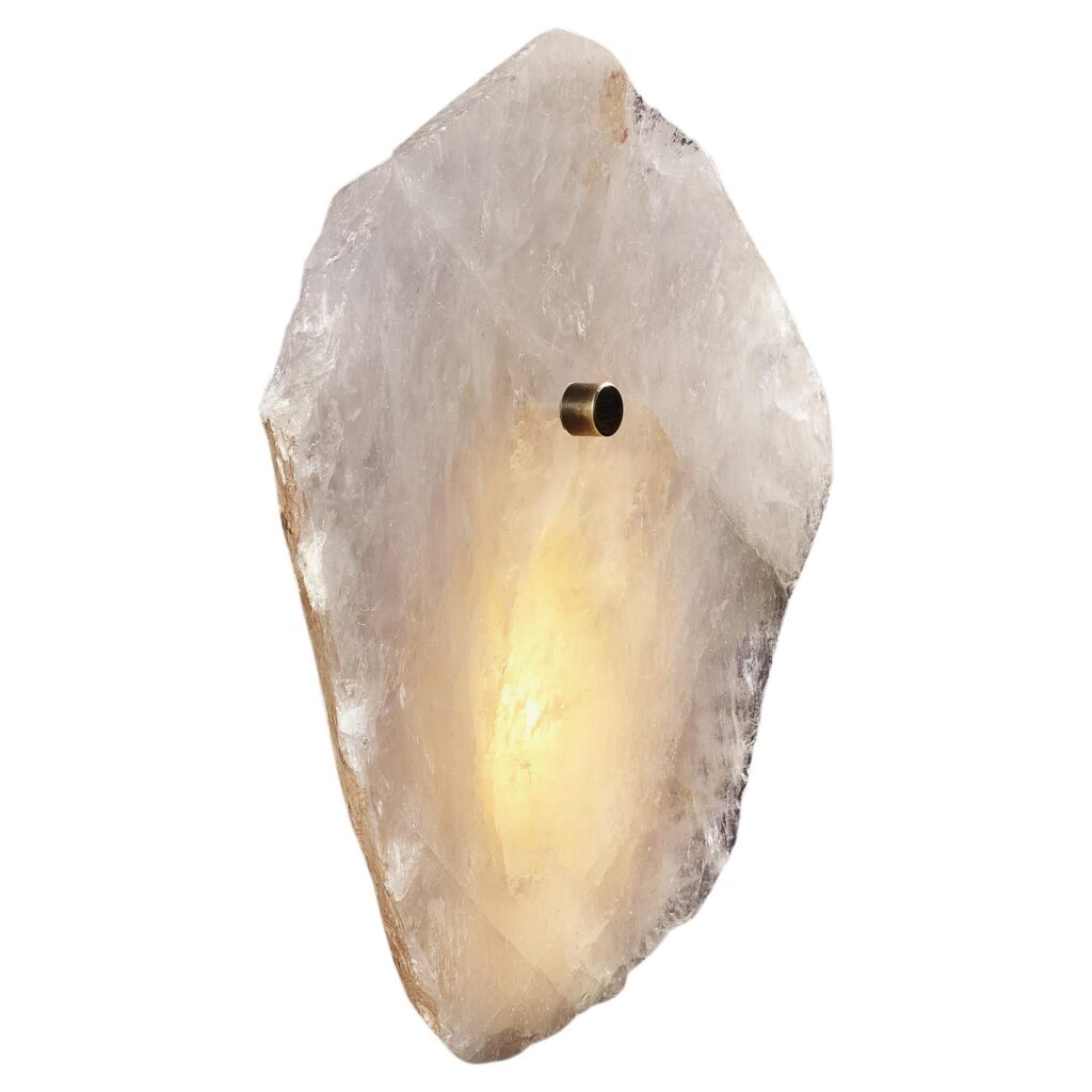 Organic Shape, Slice of Mono Clear Quartz Sconce by Christopher Boots 1