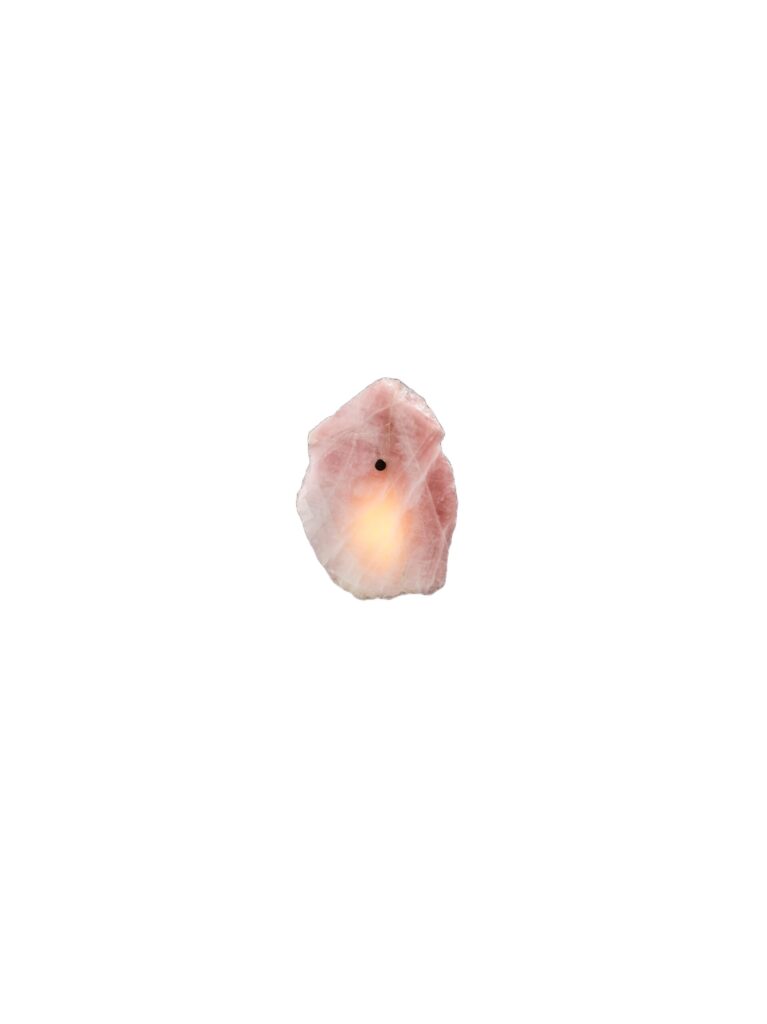 Organic Shape, Slice of Mono Rose Quartz Sconce by Christopher Boots 1 1