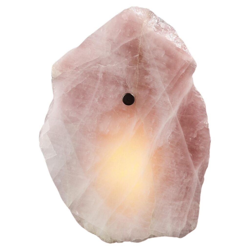 Organic Shape Slice of Mono Rose Quartz Sconce by Christopher Boots