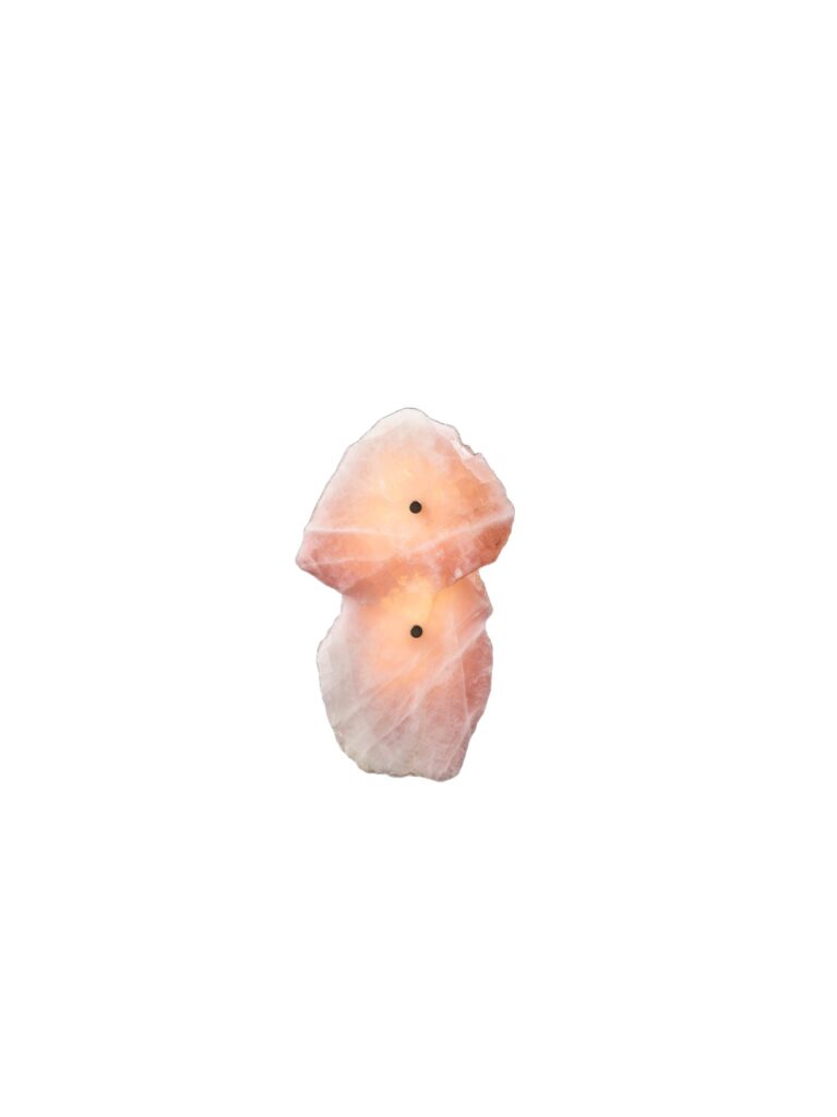 Organic Shape, Slice of Twin Rose Quartz Sconce by Christopher Boots 1 1