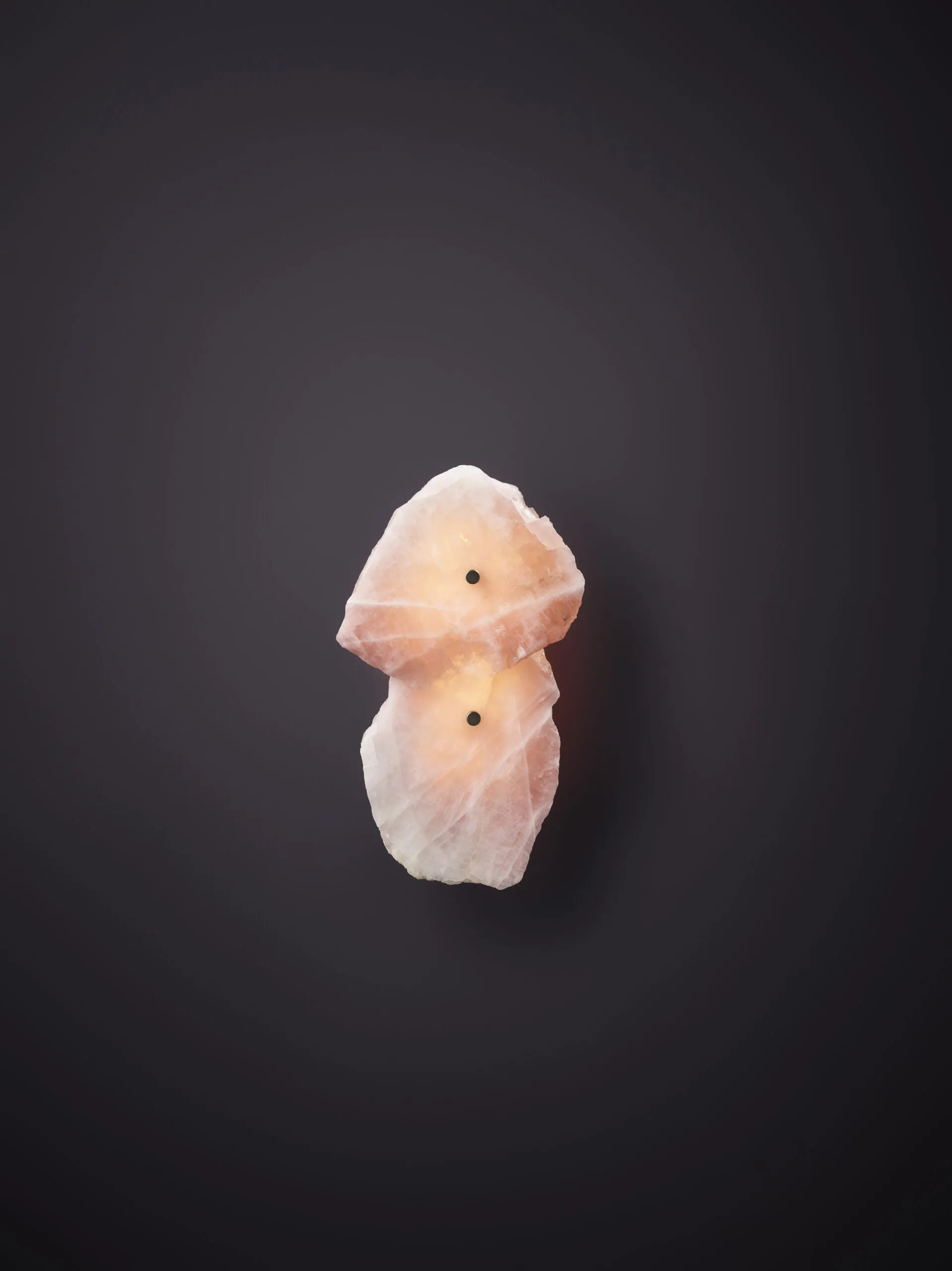 Organic Shape, Slice of Mono Rose Quartz Sconce by Christopher
